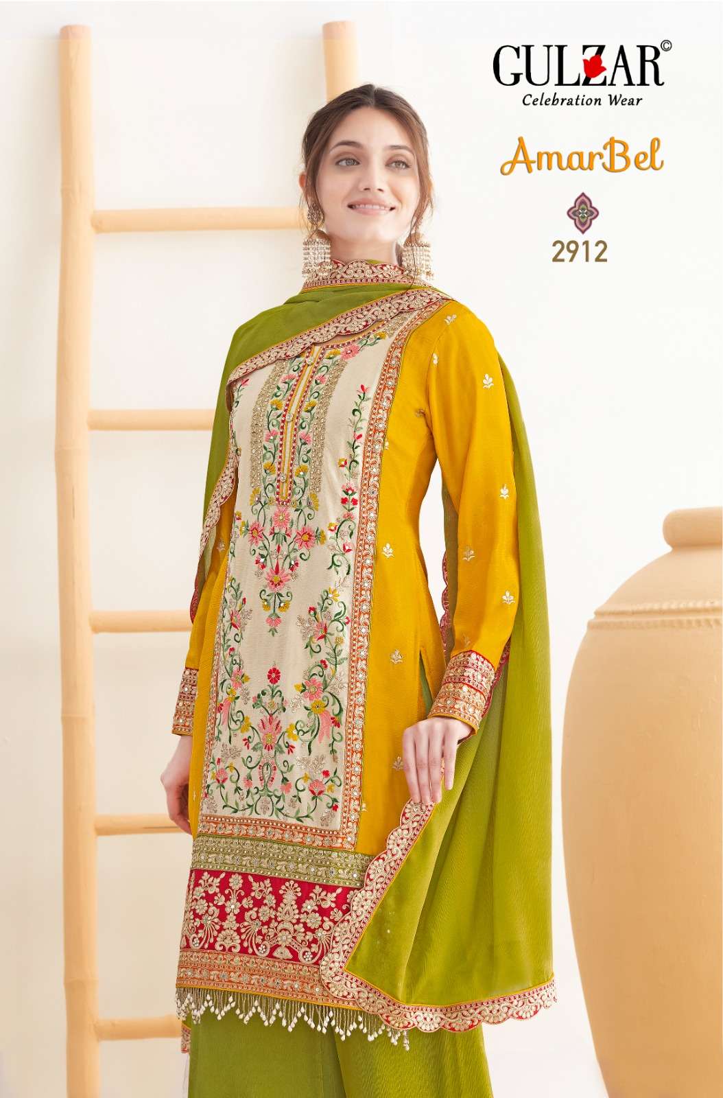 AMARBEL BY GULZAR IN PREMIUM CHINON WITH DABKA DORI AND HEABY EMBROIDERY 