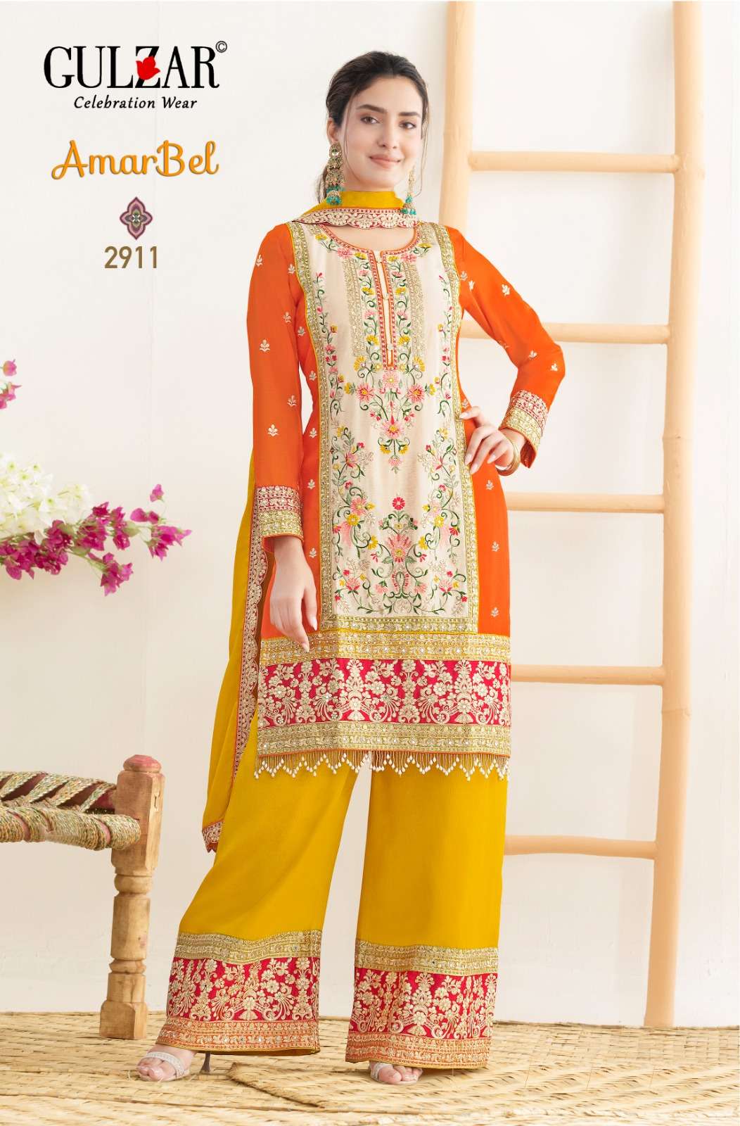 AMARBEL BY GULZAR IN PREMIUM CHINON WITH DABKA DORI AND HEABY EMBROIDERY 