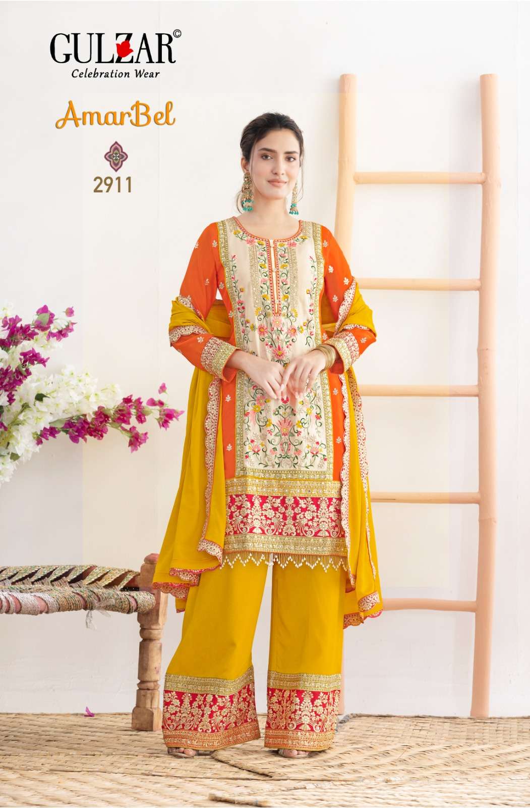 AMARBEL BY GULZAR IN PREMIUM CHINON WITH DABKA DORI AND HEABY EMBROIDERY 