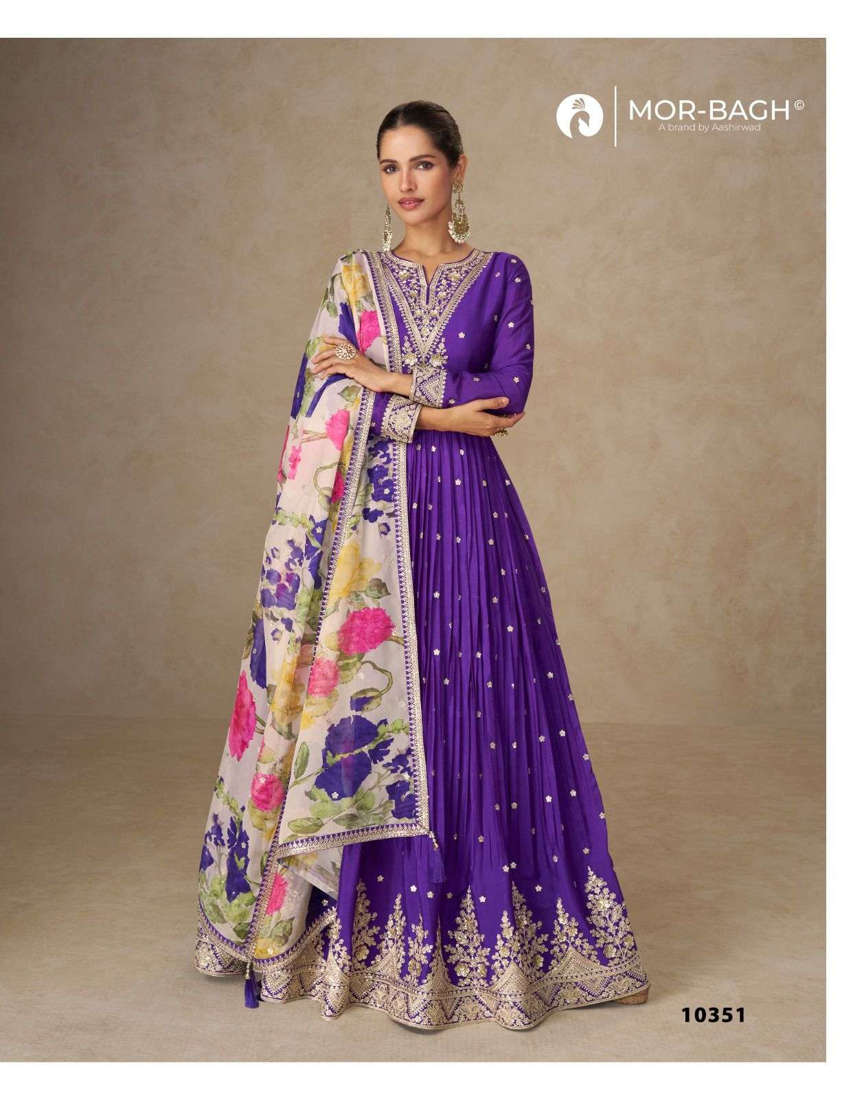 ANMOL BY AASHIRWAD CREATION IN PREMIUM CHINON SILK WITH HEAVY EMBROIDERY WORK 