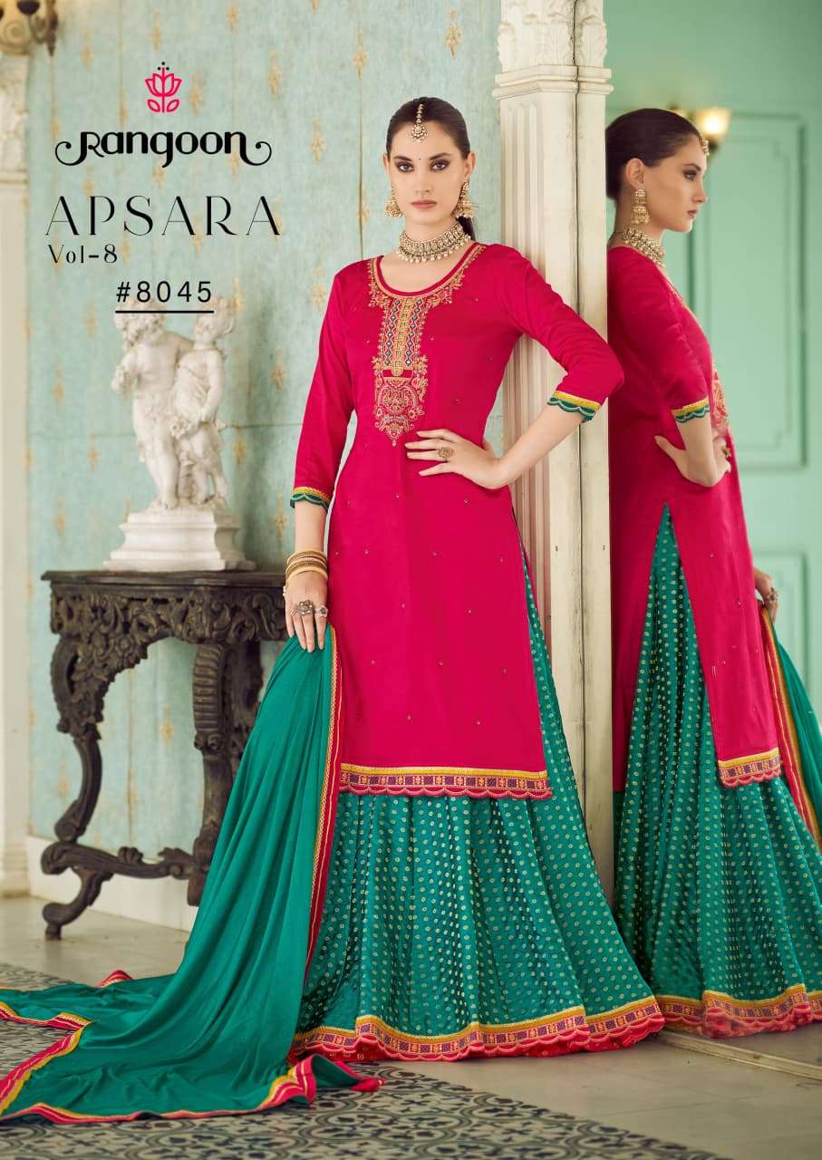 APSARA VOL-8 BY RANGOON IN JAM SILK WITH KHATLI HANDWORK MIRROR WITH COTTON MAL INNER 
