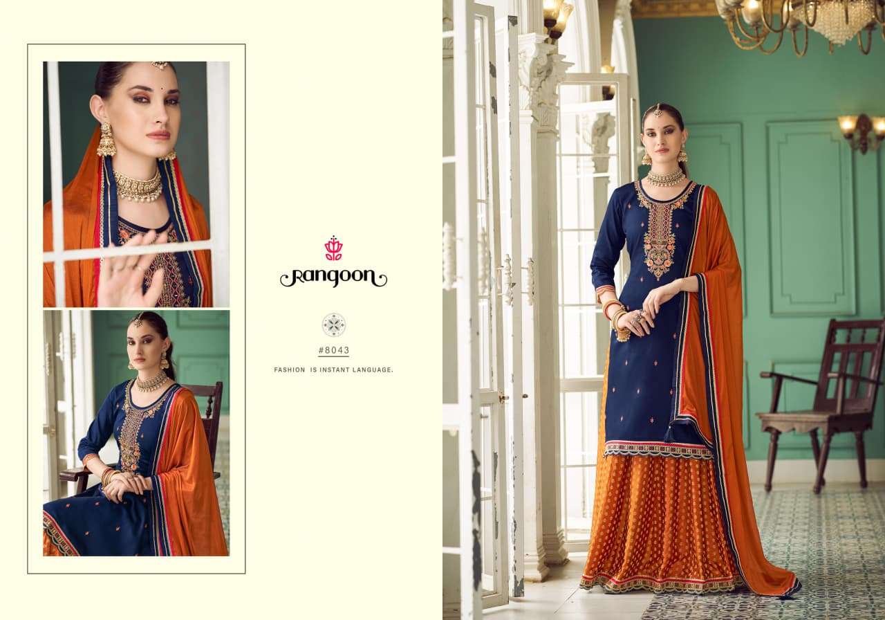 APSARA VOL-8 BY RANGOON IN JAM SILK WITH KHATLI HANDWORK MIRROR WITH COTTON MAL INNER 