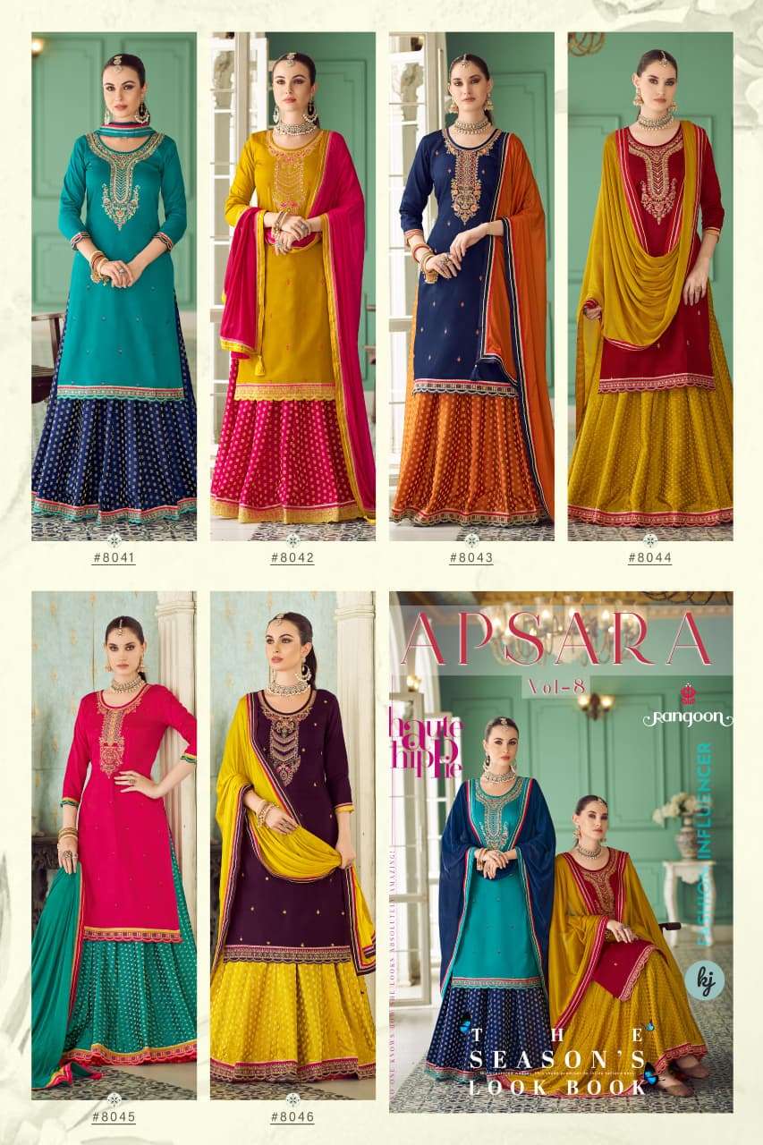 APSARA VOL-8 BY RANGOON IN JAM SILK WITH KHATLI HANDWORK MIRROR WITH COTTON MAL INNER 