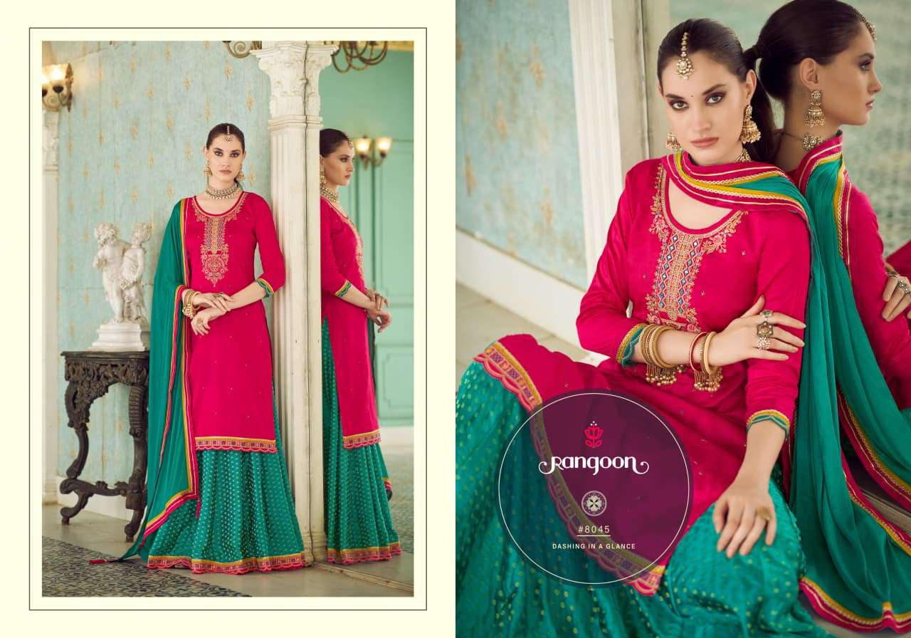 APSARA VOL-8 BY RANGOON IN JAM SILK WITH KHATLI HANDWORK MIRROR WITH COTTON MAL INNER 