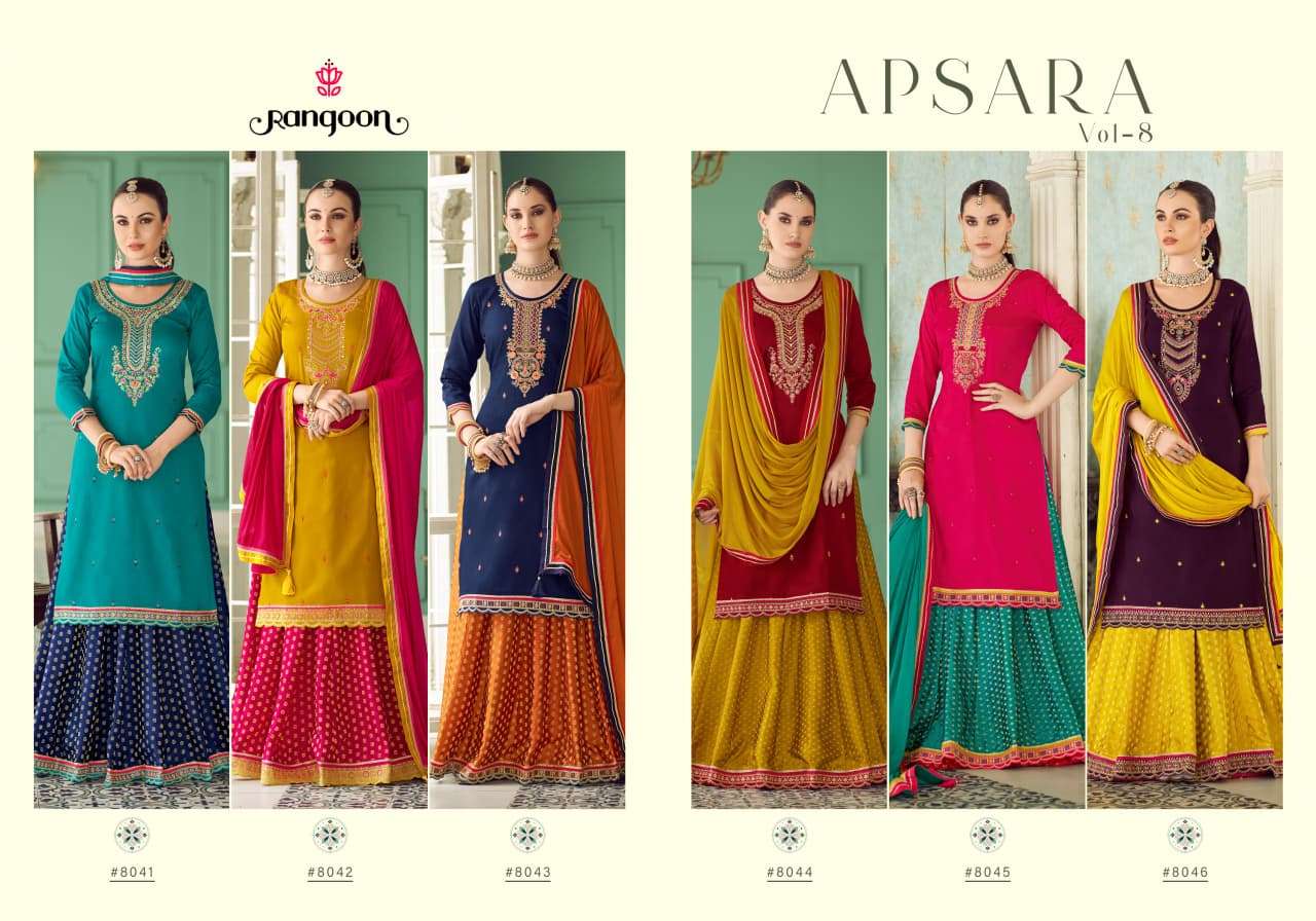 APSARA VOL-8 BY RANGOON IN JAM SILK WITH KHATLI HANDWORK MIRROR WITH COTTON MAL INNER 