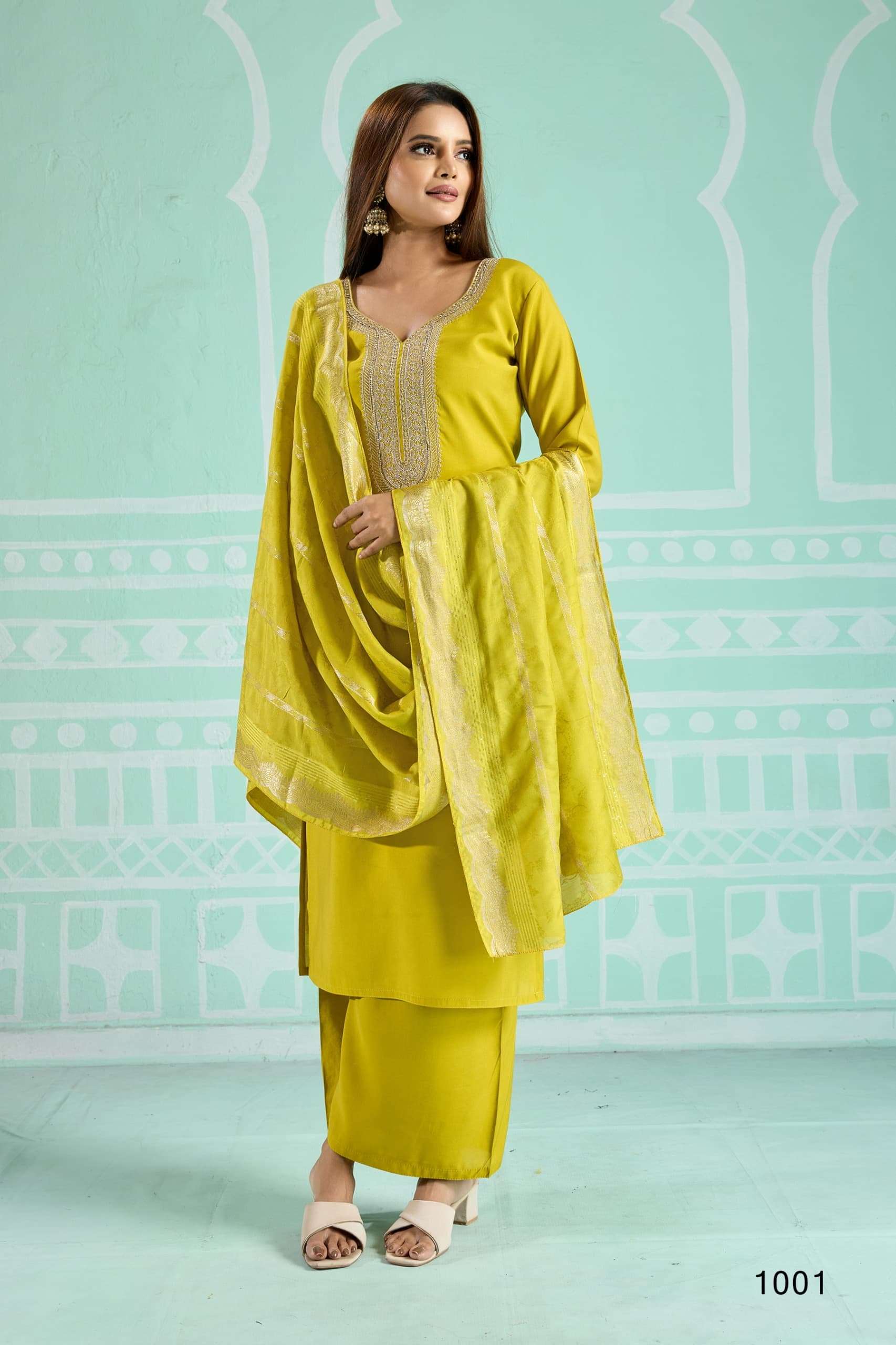 AREEJ BY AYUSH FASHION IN ROMAN SILK WITH COTTON INNER KURTI PLAZZO WITH DUPATTA 