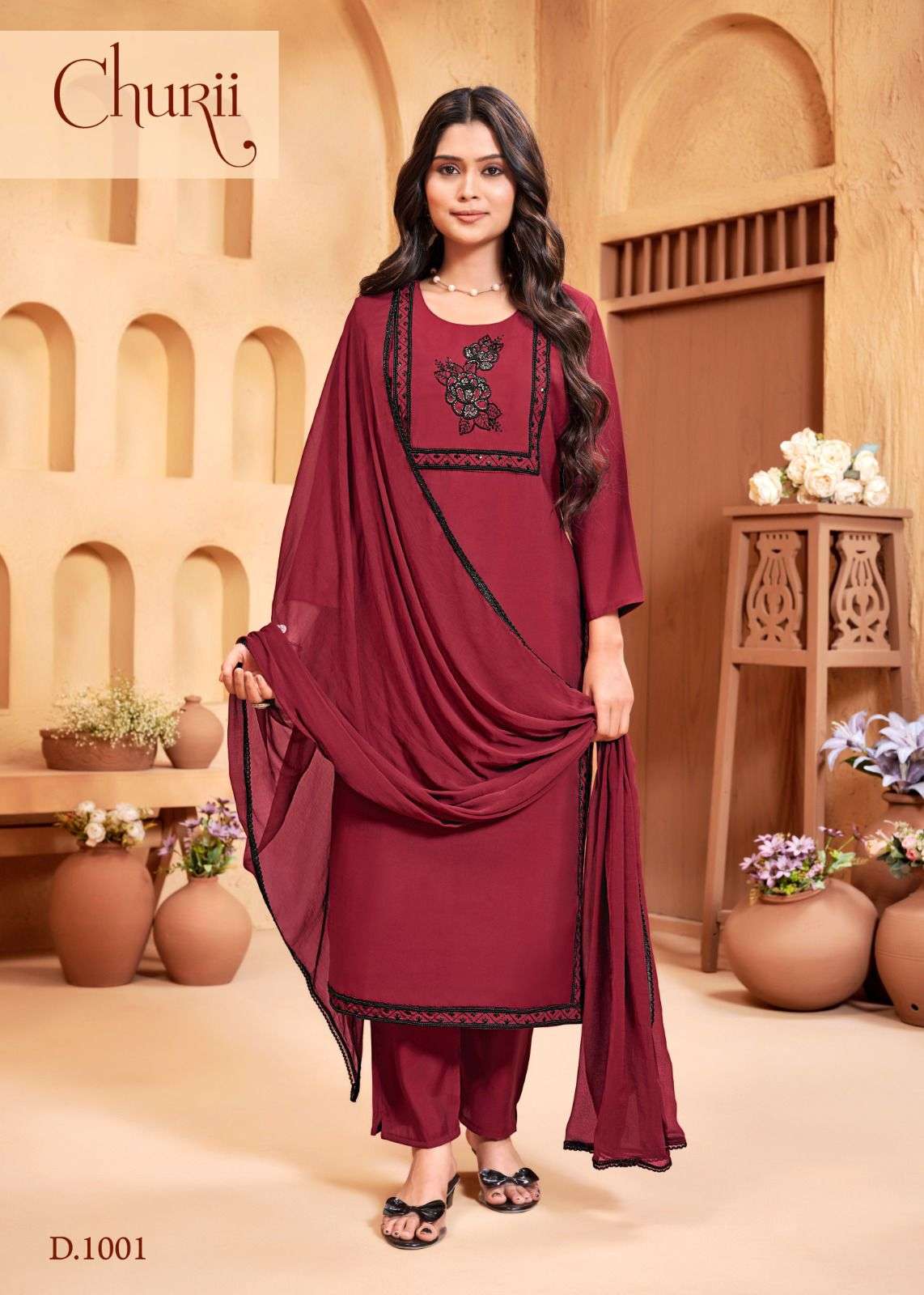 ASTER BY CHURII IN SOFT 100% PURE SILK WITH EMBROIDERY WORK AND INNER 