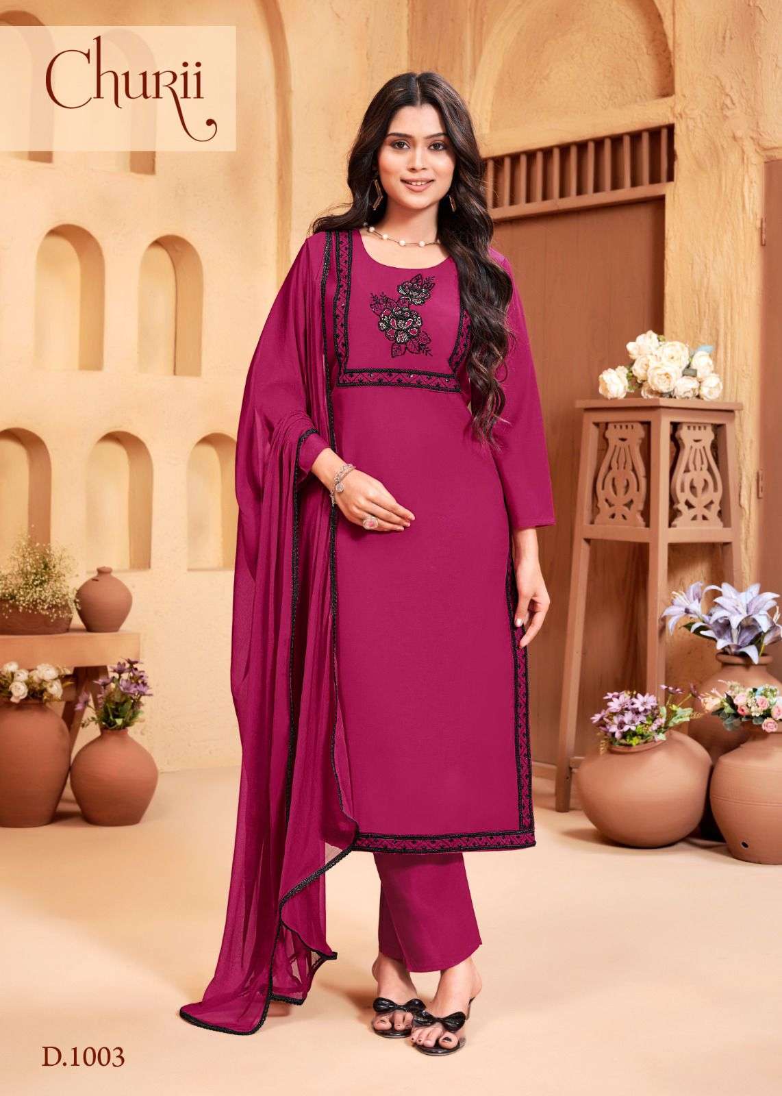 ASTER BY CHURII IN SOFT 100% PURE SILK WITH EMBROIDERY WORK AND INNER 