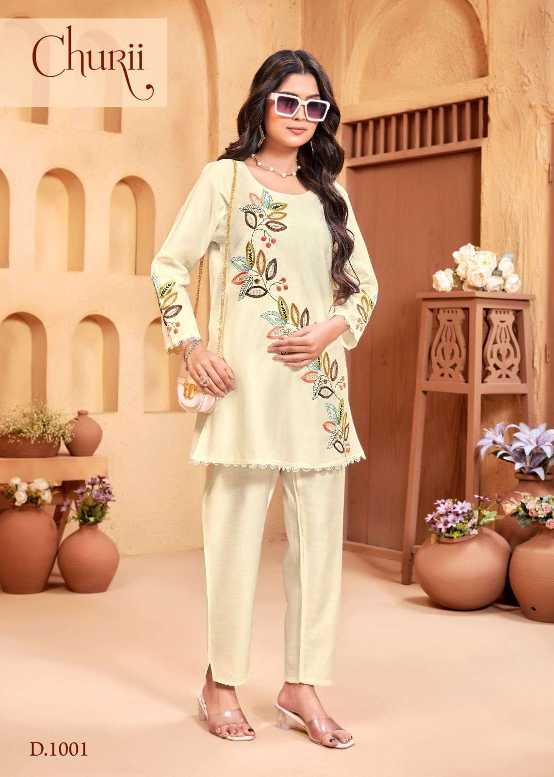 BELL FLOWER BY CHURII IN VATICAN TOP WITH FANCY HANDWORK 2PCS CO-ORD SETS 