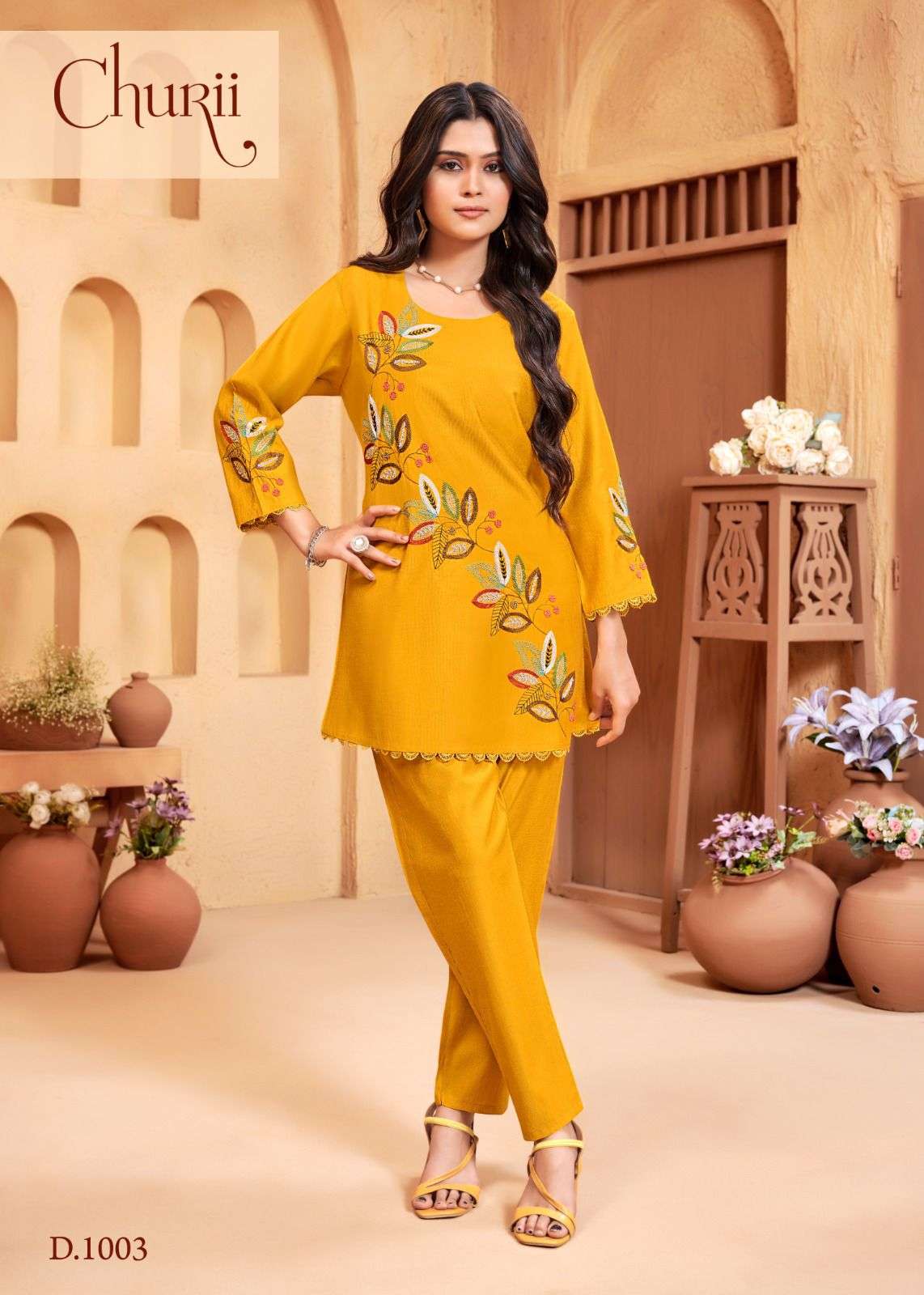 BELL FLOWER BY CHURII IN VATICAN TOP WITH FANCY HANDWORK 2PCS CO-ORD SETS 