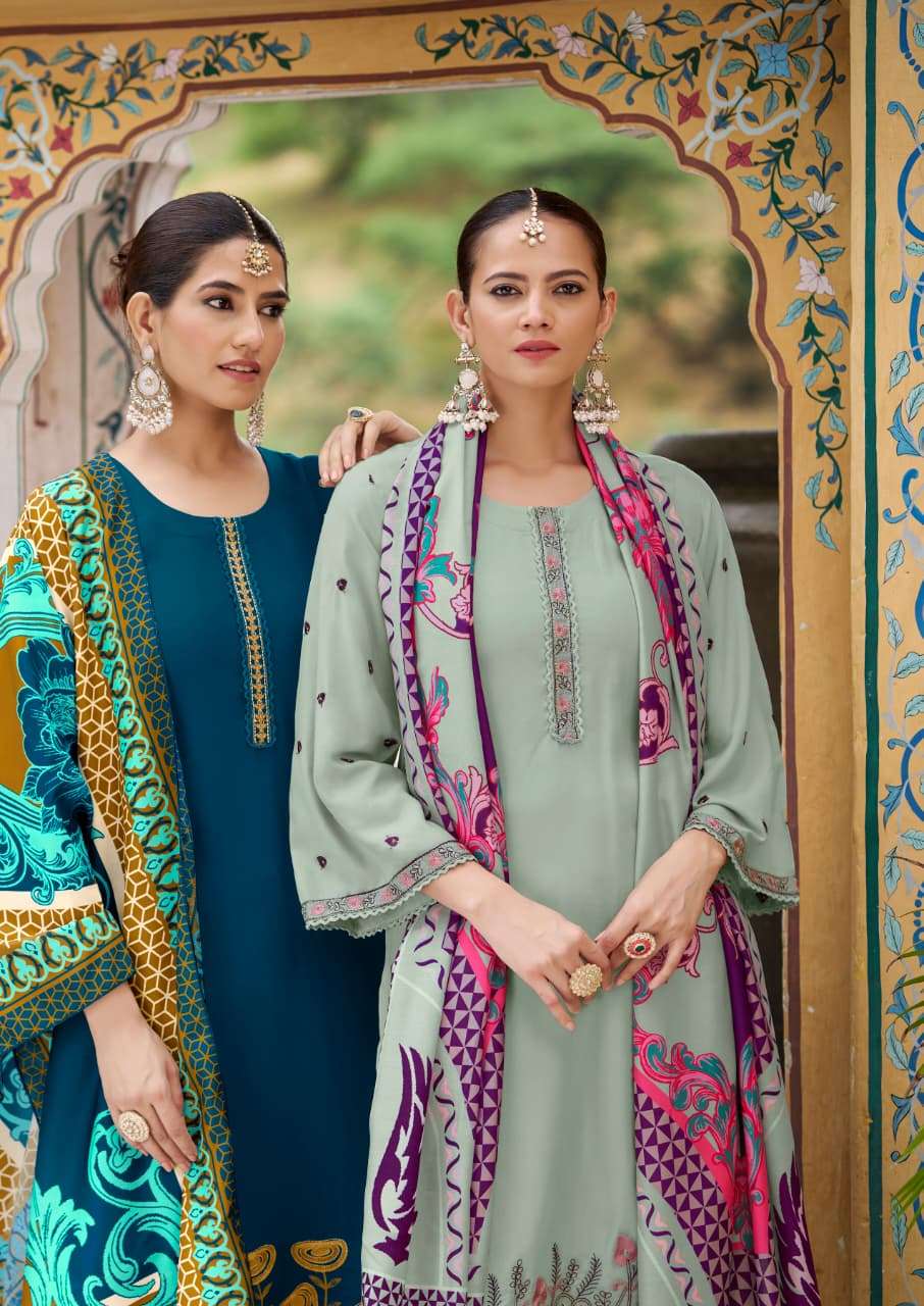 BELLA BY WOODEE IN PREMIUM QUALITY RAYON WITH THREAD WORK AND STYLISH SLIVES 