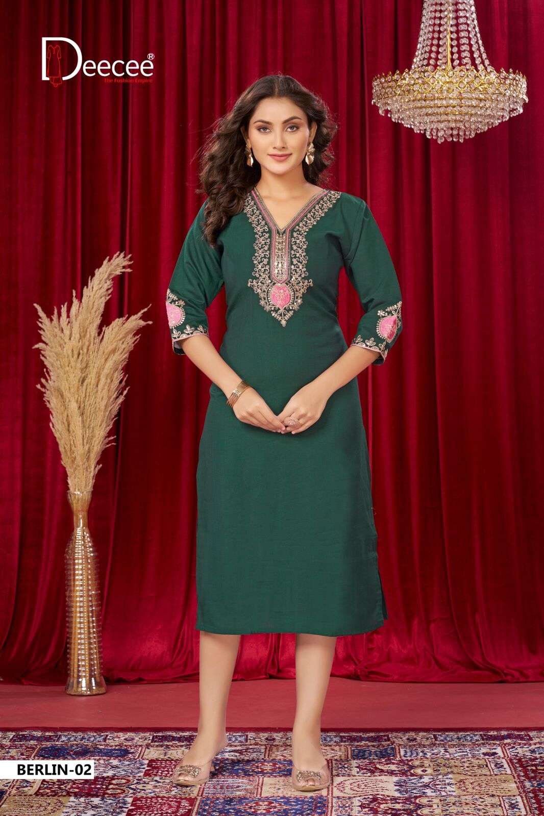 BERLIN BY DEECEE IN VATICAN PALEION FABRIC KURTI WITH ATTACHED INNER AND EMBROIDERY WORK 