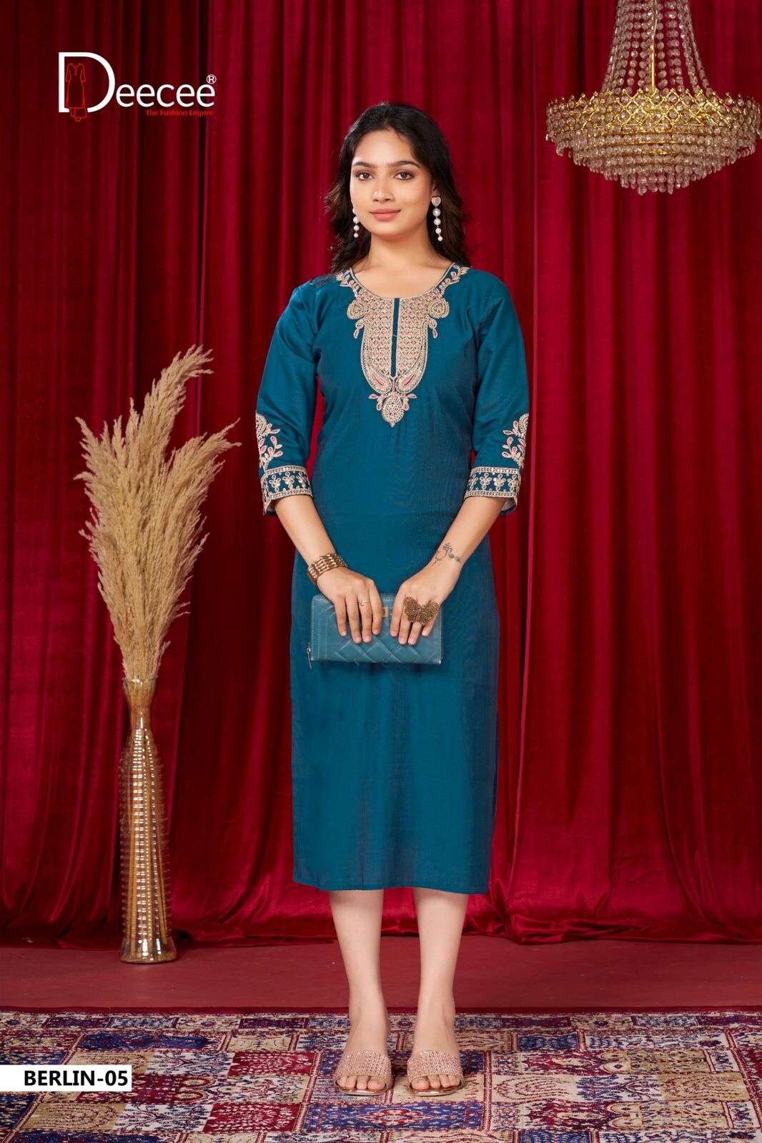 BERLIN BY DEECEE IN VATICAN PALEION FABRIC KURTI WITH ATTACHED INNER AND EMBROIDERY WORK 