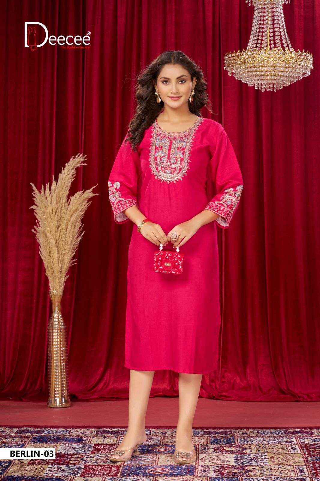 BERLIN BY DEECEE IN VATICAN PALEION FABRIC KURTI WITH ATTACHED INNER AND EMBROIDERY WORK 