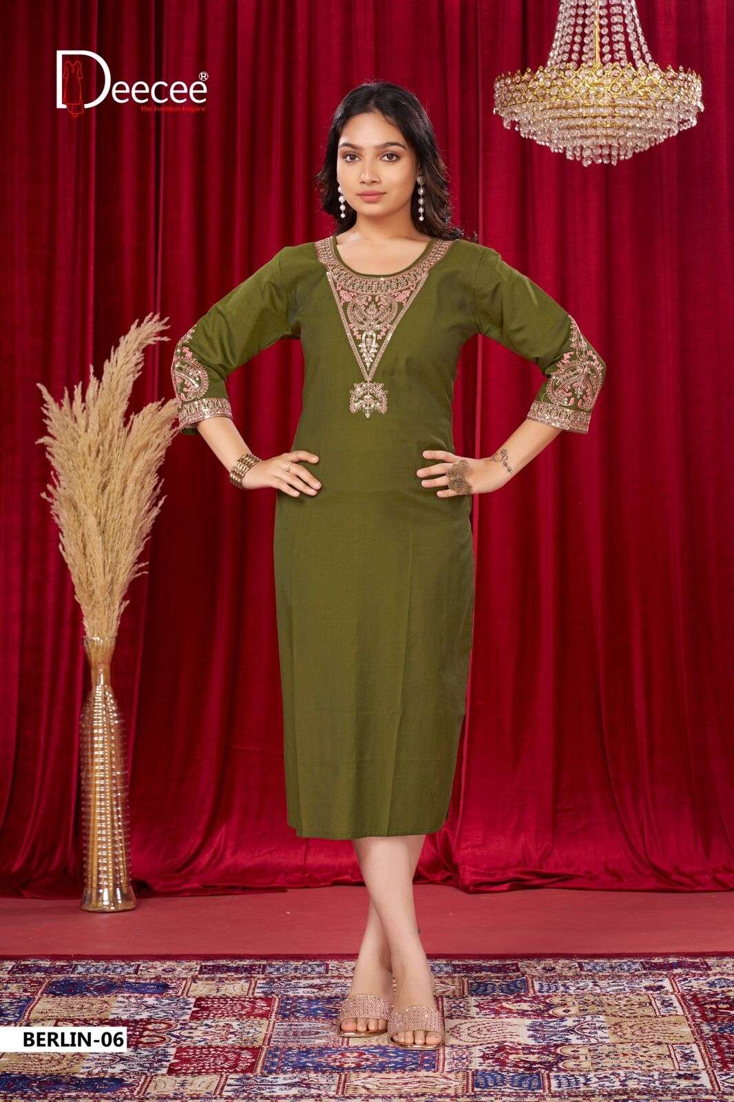 BERLIN BY DEECEE IN VATICAN PALEION FABRIC KURTI WITH ATTACHED INNER AND EMBROIDERY WORK 