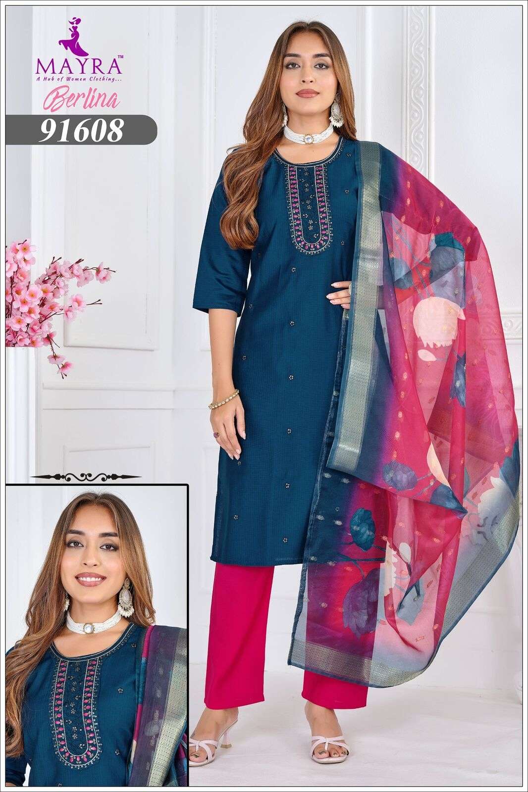 BERLINA BY MAYRA FASHION IN FANCY BERLIN SILK WITH SEQUENCE EMBROIDERY PANEL WORK 