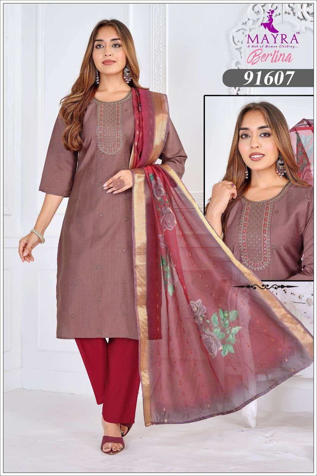 BERLINA BY MAYRA FASHION IN FANCY BERLIN SILK WITH SEQUENCE EMBROIDERY PANEL WORK 