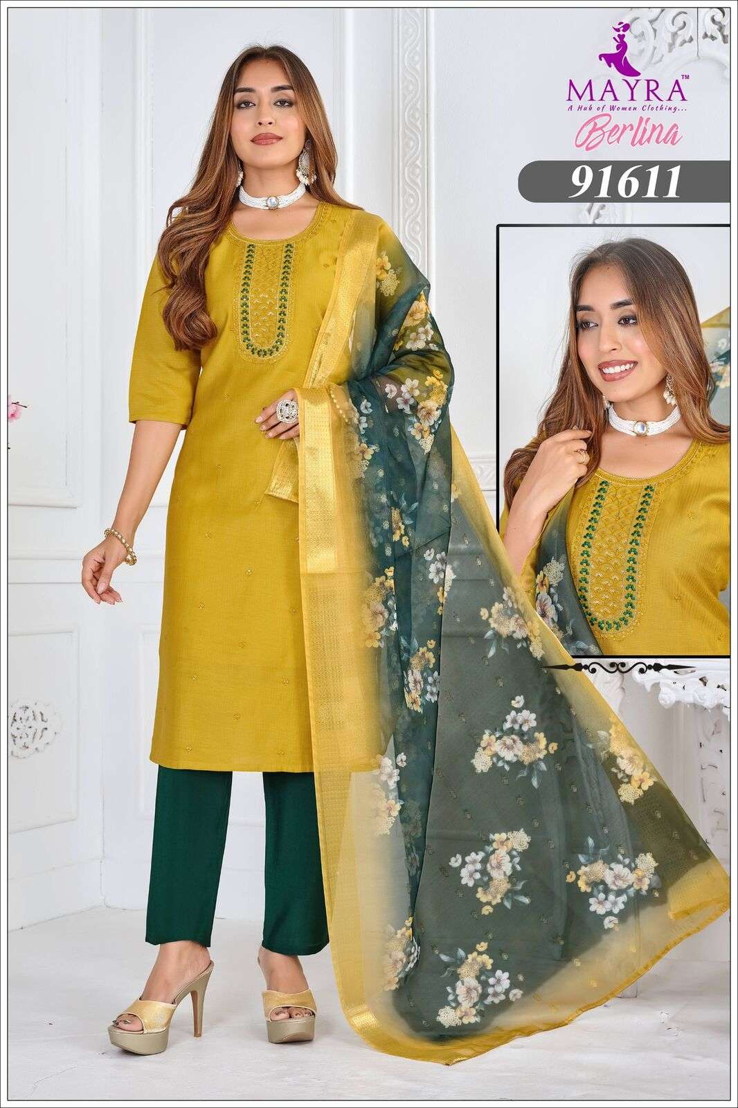 BERLINA BY MAYRA FASHION IN FANCY BERLIN SILK WITH SEQUENCE EMBROIDERY PANEL WORK 