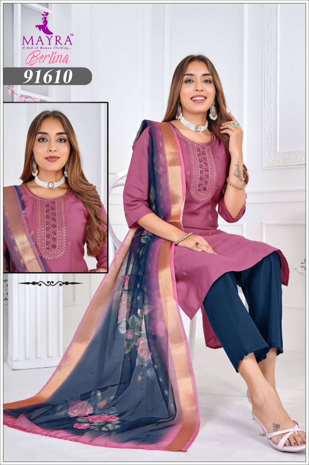 BERLINA BY MAYRA FASHION IN FANCY BERLIN SILK WITH SEQUENCE EMBROIDERY PANEL WORK 