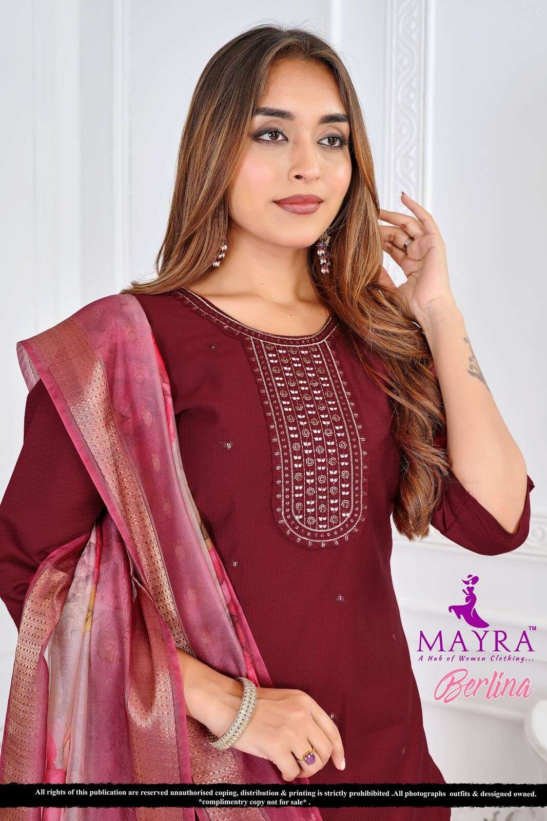 BERLINA BY MAYRA FASHION IN FANCY BERLIN SILK WITH SEQUENCE EMBROIDERY PANEL WORK 