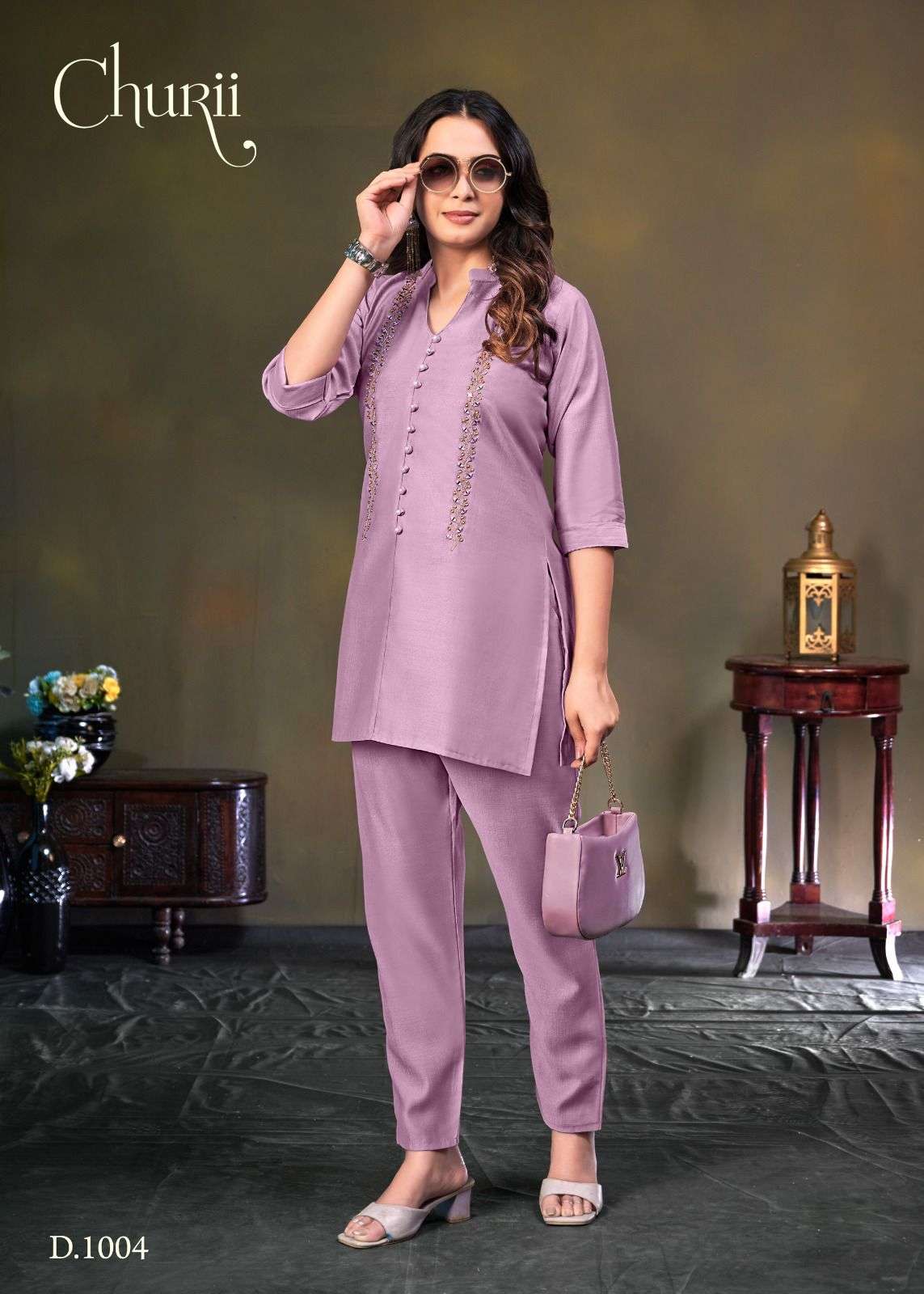 BLOSSOM BY CHURII IN SOFT VATICAN WITH HANDWORK AND PANT WITH POCKETS