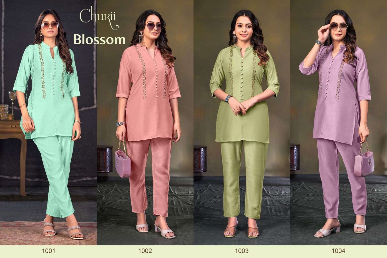 BLOSSOM BY CHURII IN SOFT VATICAN WITH HANDWORK AND PANT WITH POCKETS