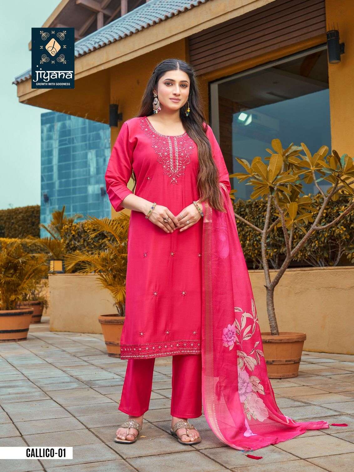 CALLICO BY JIYANA IN ROMAN SILK WITH FANCY DIGITAL JEQARD BORDER DUPATTA 