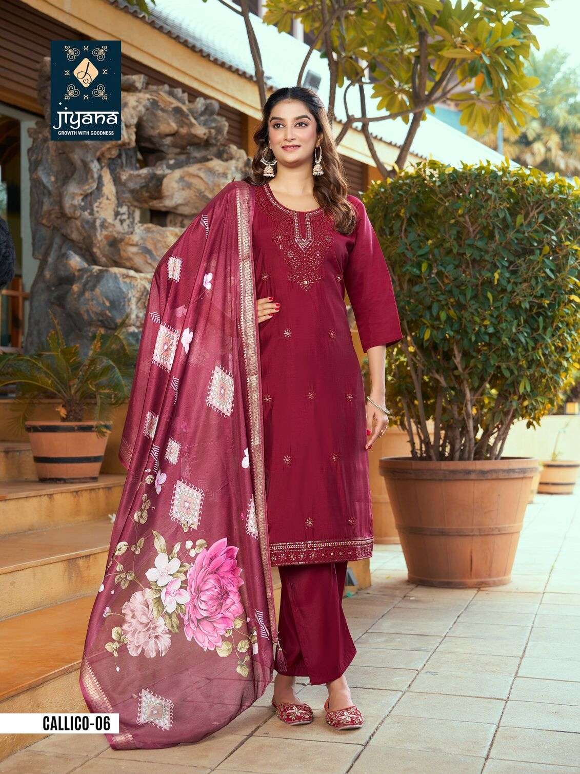 CALLICO BY JIYANA IN ROMAN SILK WITH FANCY DIGITAL JEQARD BORDER DUPATTA 