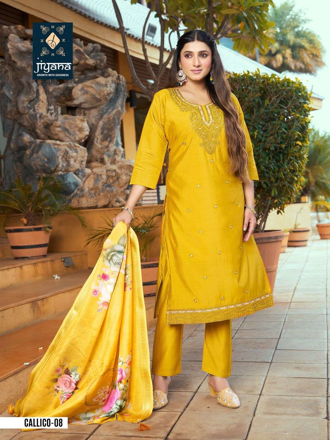 CALLICO BY JIYANA IN ROMAN SILK WITH FANCY DIGITAL JEQARD BORDER DUPATTA 