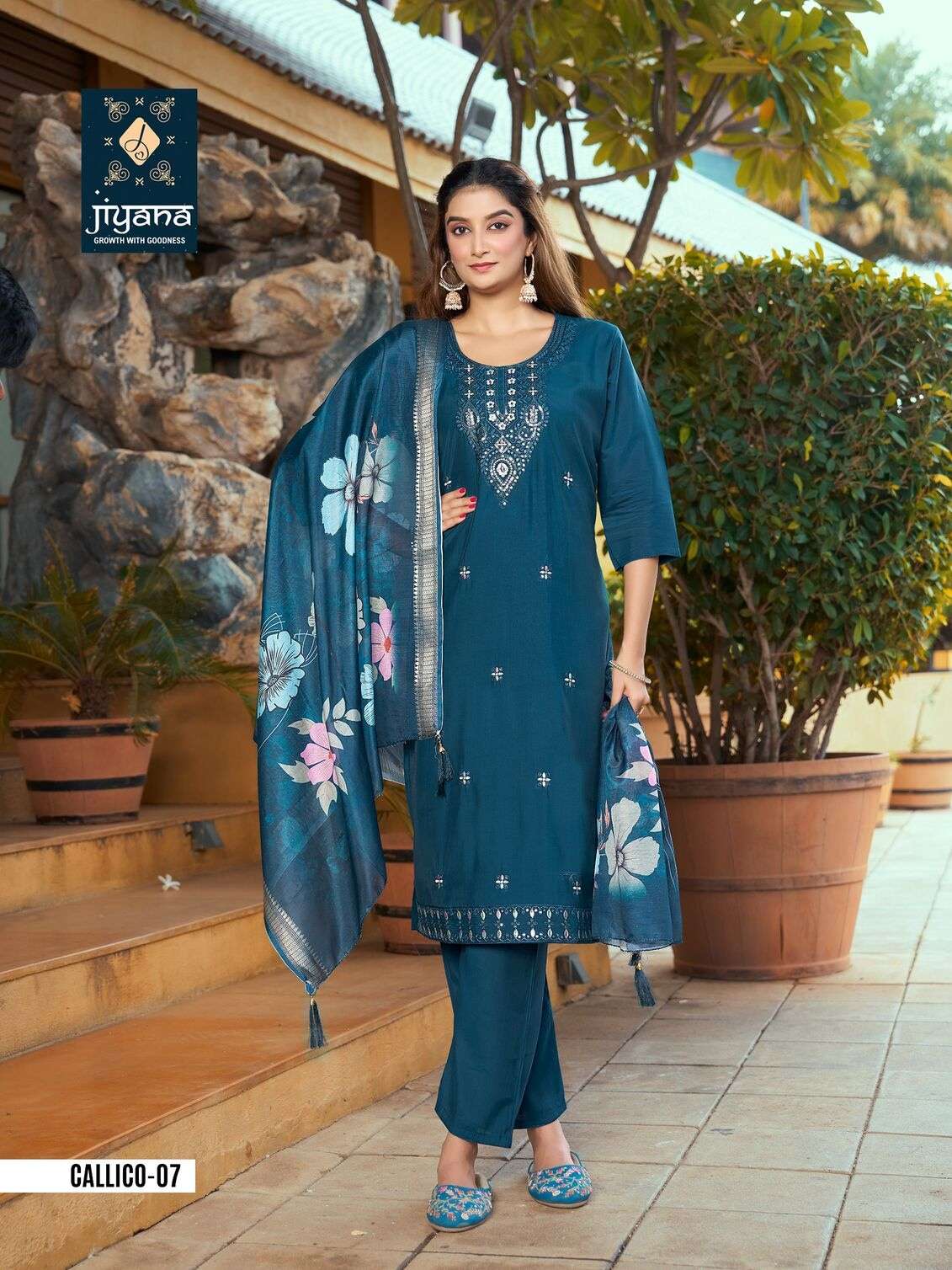 CALLICO BY JIYANA IN ROMAN SILK WITH FANCY DIGITAL JEQARD BORDER DUPATTA 