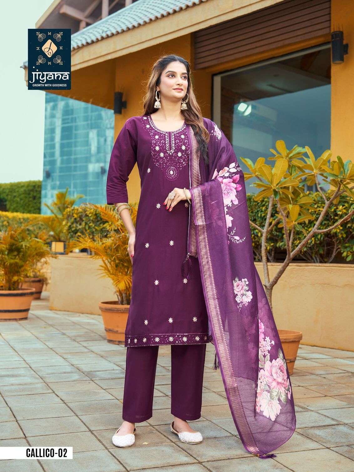 CALLICO BY JIYANA IN ROMAN SILK WITH FANCY DIGITAL JEQARD BORDER DUPATTA 