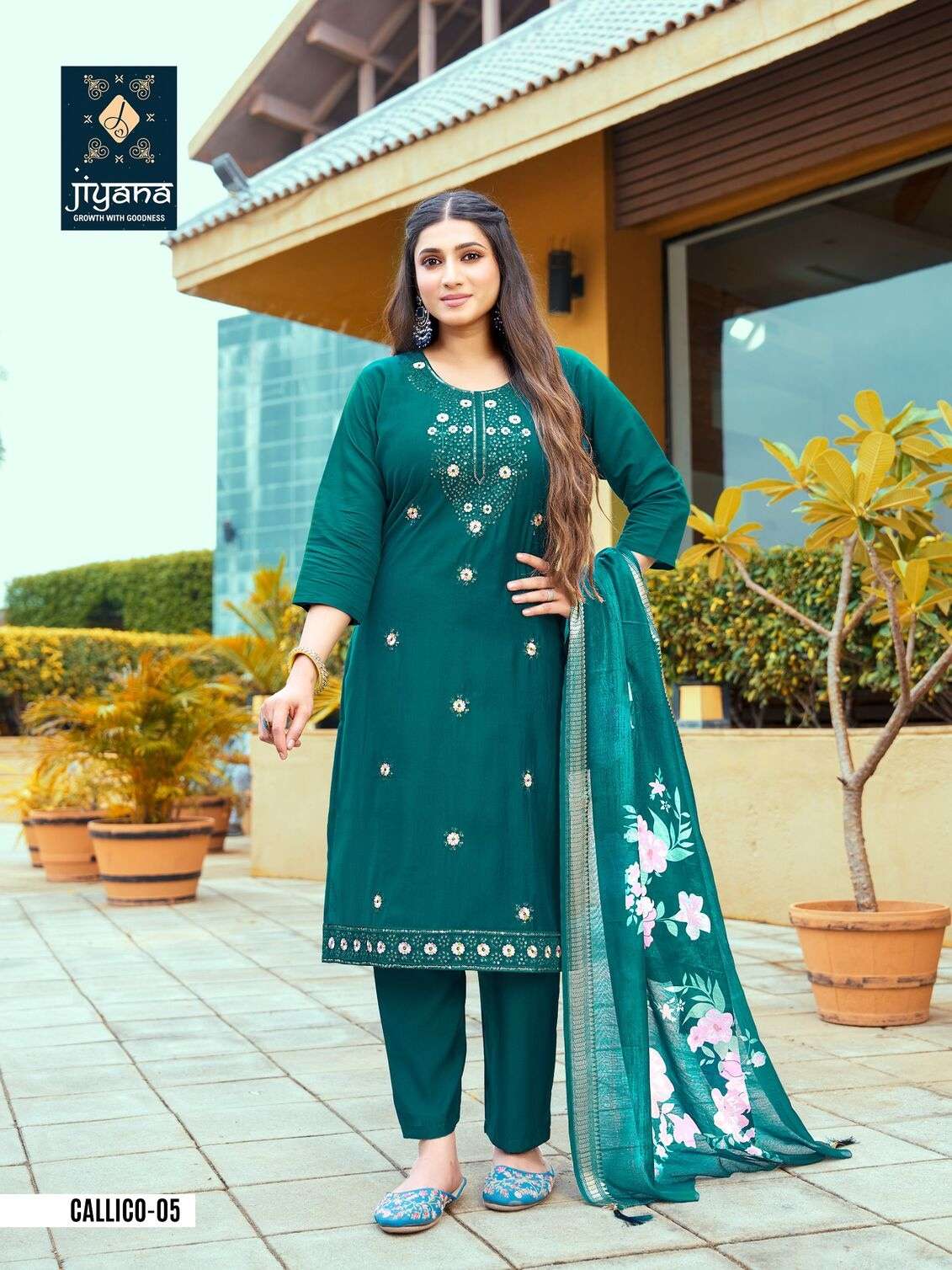 CALLICO BY JIYANA IN ROMAN SILK WITH FANCY DIGITAL JEQARD BORDER DUPATTA 