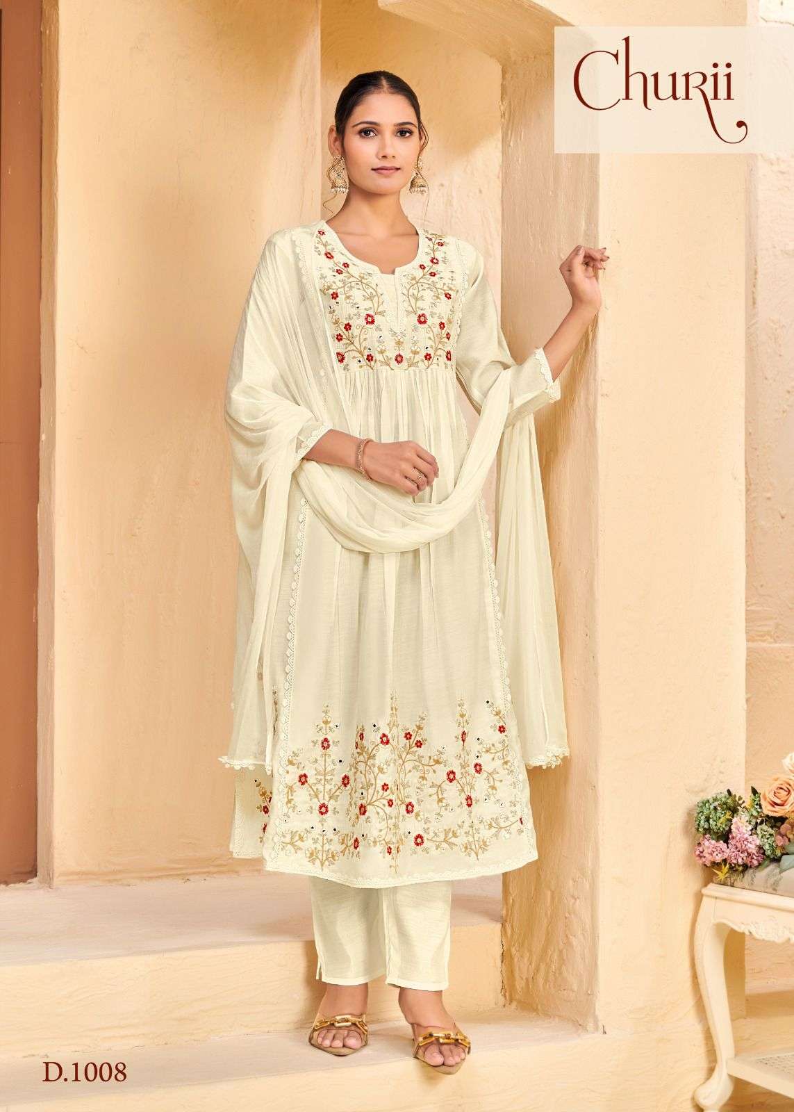 CAMELIA BY CHURII IN SOFT PURE SILK WITH INNER AND BEAUTIFUL COLOURS WITH WORK 