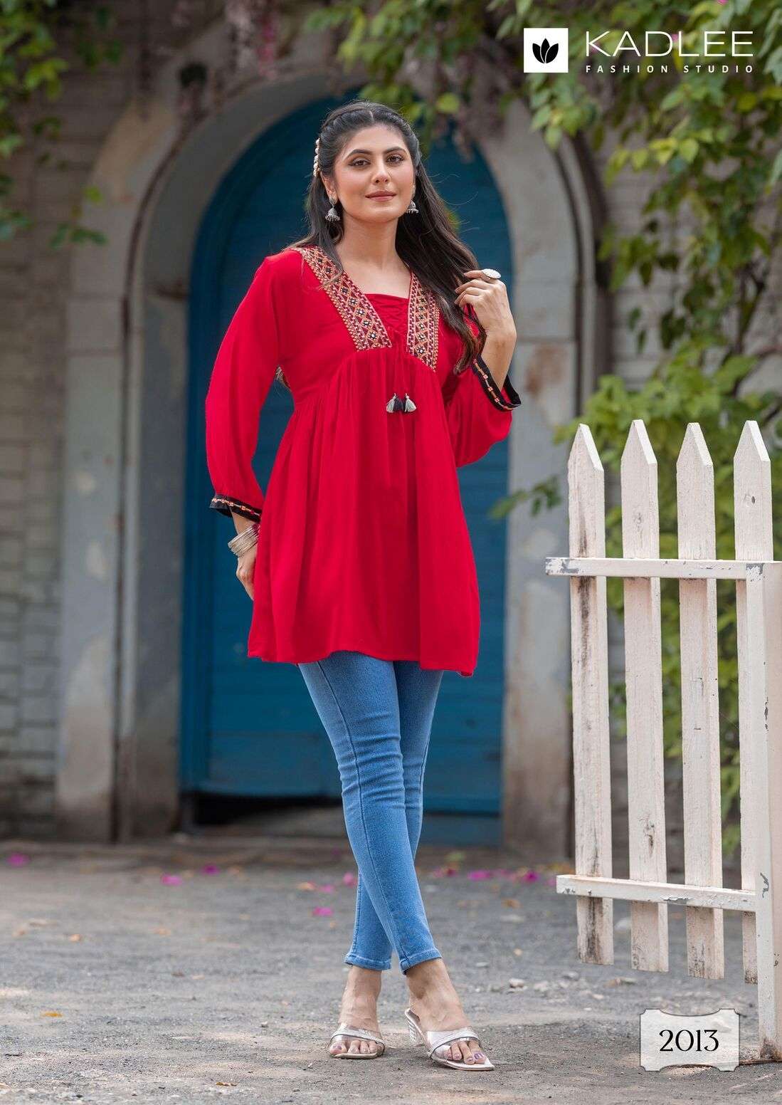 CENTURI VOL-3 BY KADLEE IN RAYON WRINCLE WITH INNER AND HEAVY HANDWORK ON NECK 