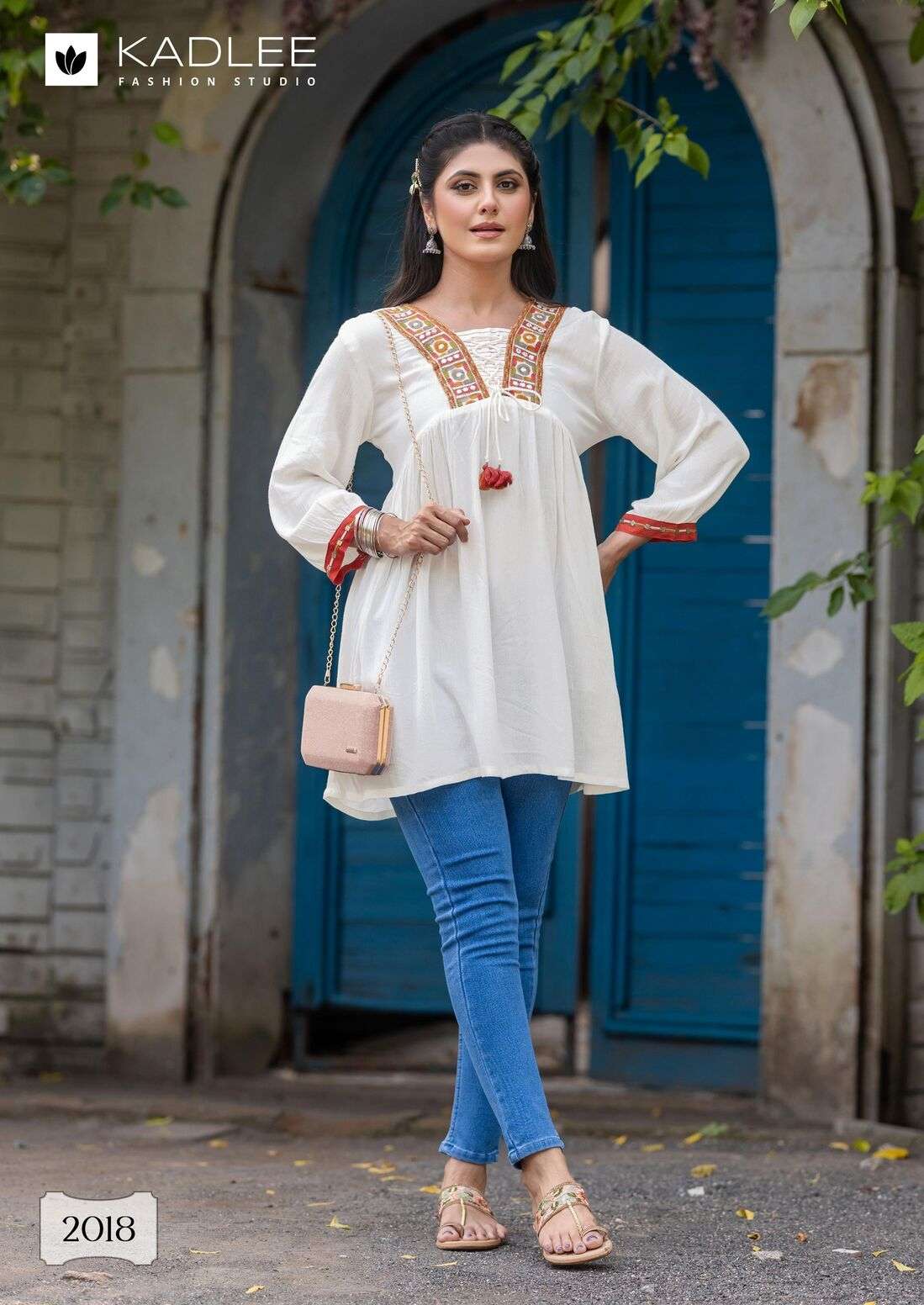 CENTURI VOL-3 BY KADLEE IN RAYON WRINCLE WITH INNER AND HEAVY HANDWORK ON NECK 