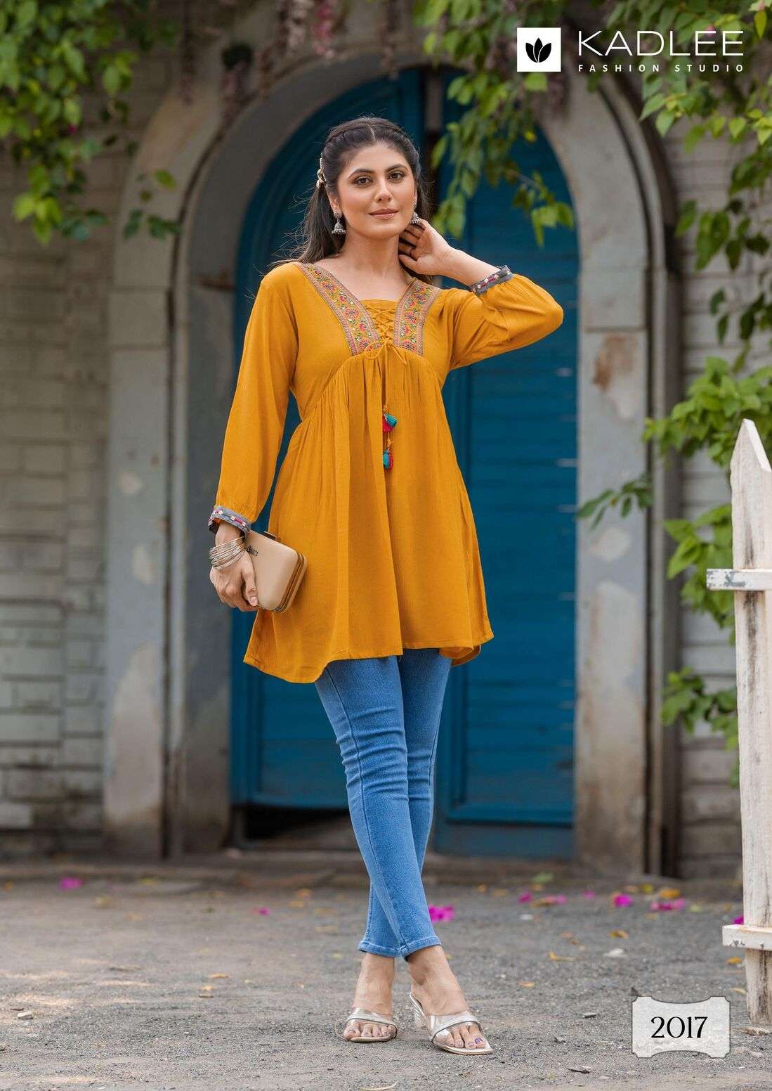 CENTURI VOL-3 BY KADLEE IN RAYON WRINCLE WITH INNER AND HEAVY HANDWORK ON NECK 