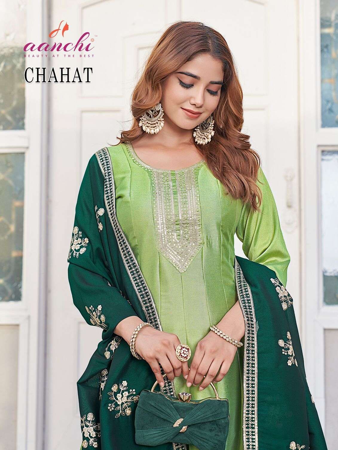 CHAHAT BY AANCHI IN CRYSTAL SILK WITH FANCY DUPATTA WORK 3 PCS SET FLAIR CONCEPT 
