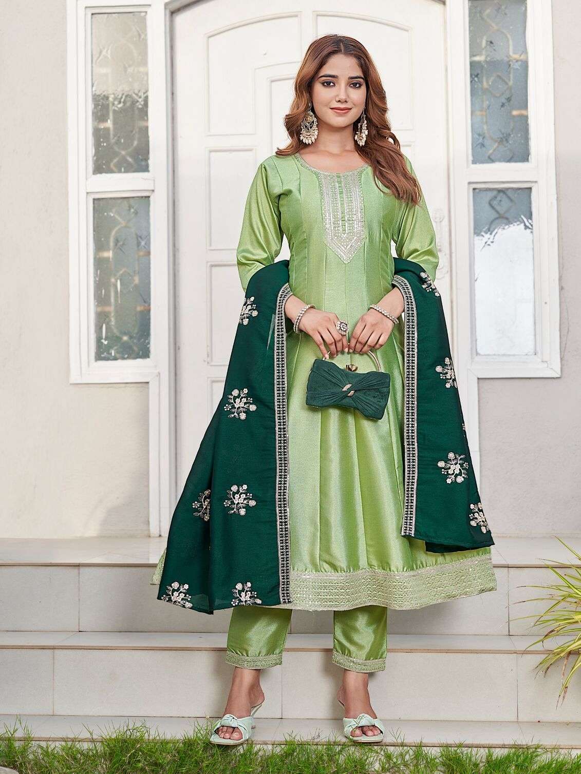 CHAHAT BY AANCHI IN CRYSTAL SILK WITH FANCY DUPATTA WORK 3 PCS SET FLAIR CONCEPT 