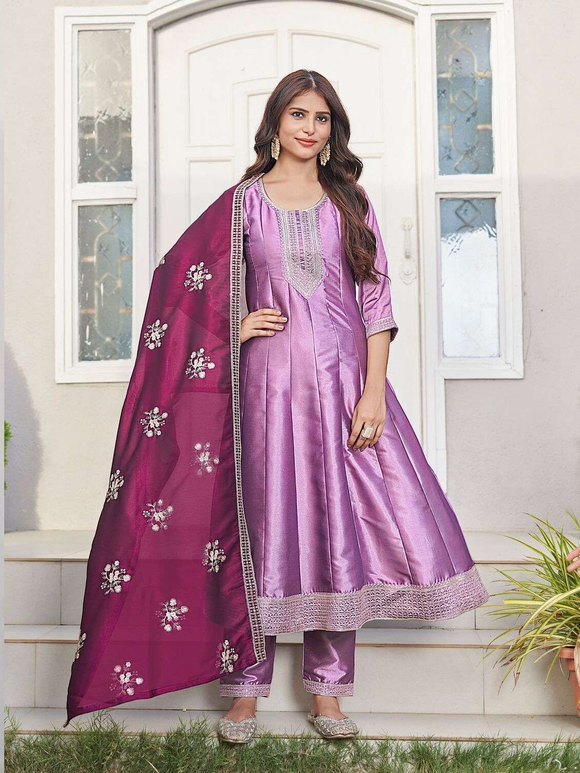 CHAHAT BY AANCHI IN CRYSTAL SILK WITH FANCY DUPATTA WORK 3 PCS SET FLAIR CONCEPT 