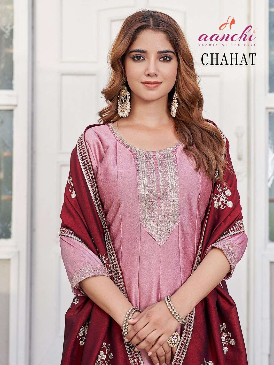 CHAHAT BY AANCHI IN CRYSTAL SILK WITH FANCY DUPATTA WORK 3 PCS SET FLAIR CONCEPT 