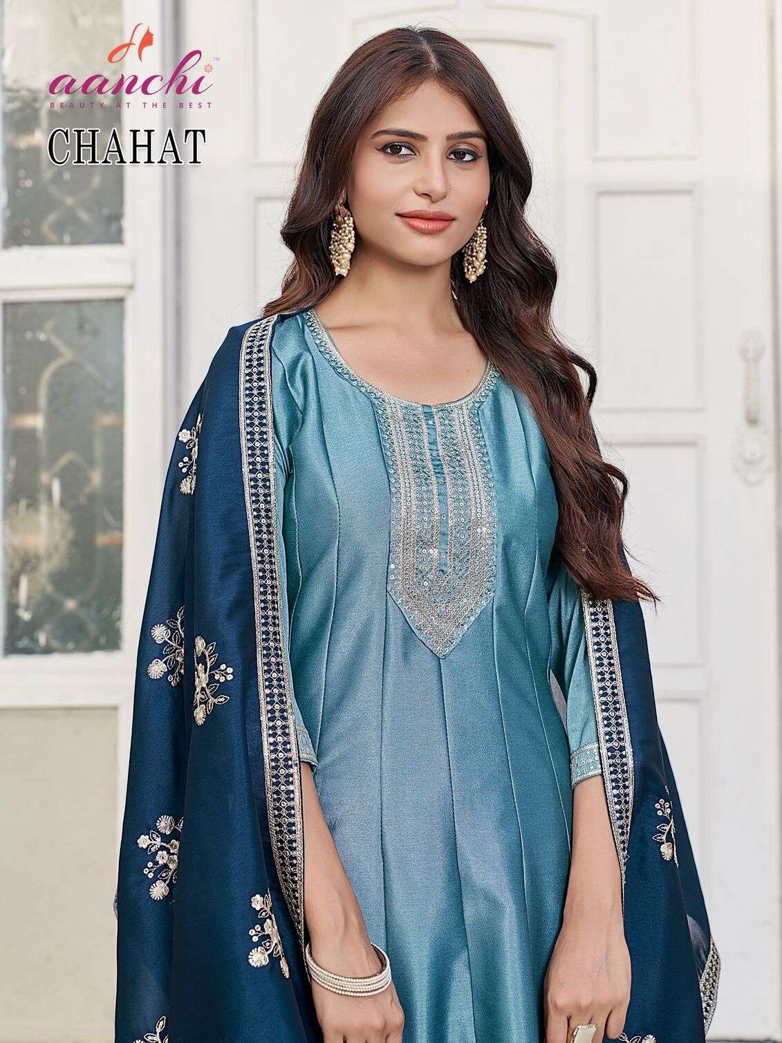 CHAHAT BY AANCHI IN CRYSTAL SILK WITH FANCY DUPATTA WORK 3 PCS SET FLAIR CONCEPT 