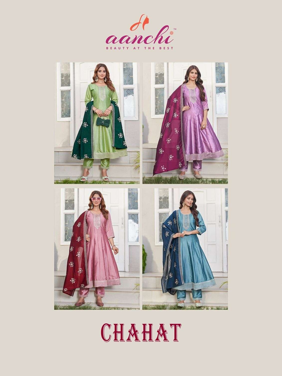 CHAHAT BY AANCHI IN CRYSTAL SILK WITH FANCY DUPATTA WORK 3 PCS SET FLAIR CONCEPT 