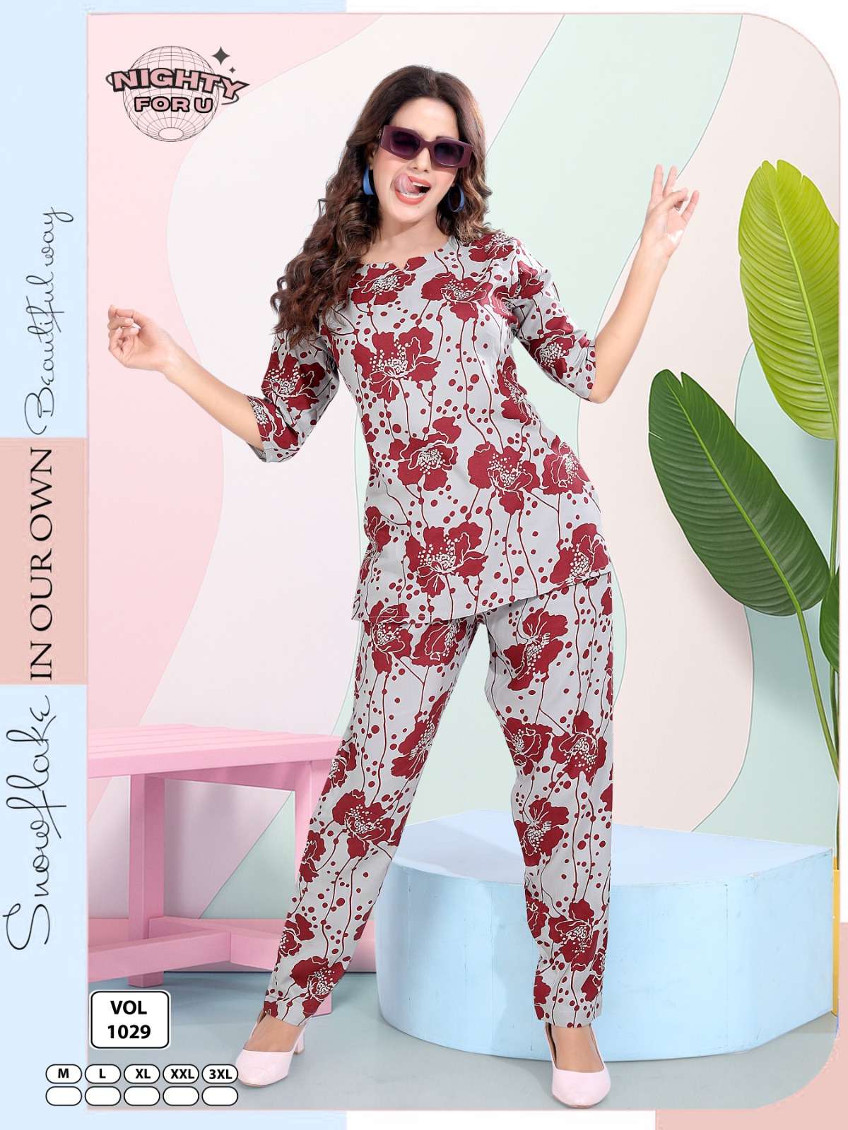 D.NO :- 1029 BY NIGHTY FOR U IN RAYON FANCY PRINTED CO-ORD 