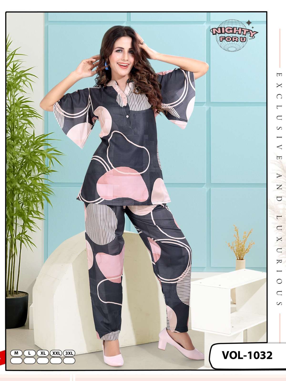 D.NO :- 1032 BY NIGHTY FOR U IN RAYON STYLISH PREMIUM CO-ORD SET 