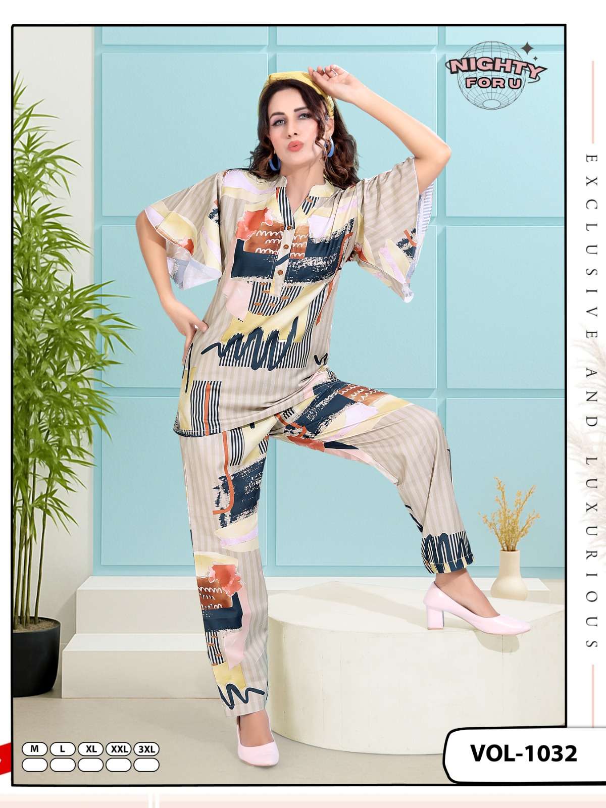 D.NO :- 1032 BY NIGHTY FOR U IN RAYON STYLISH PREMIUM CO-ORD SET 