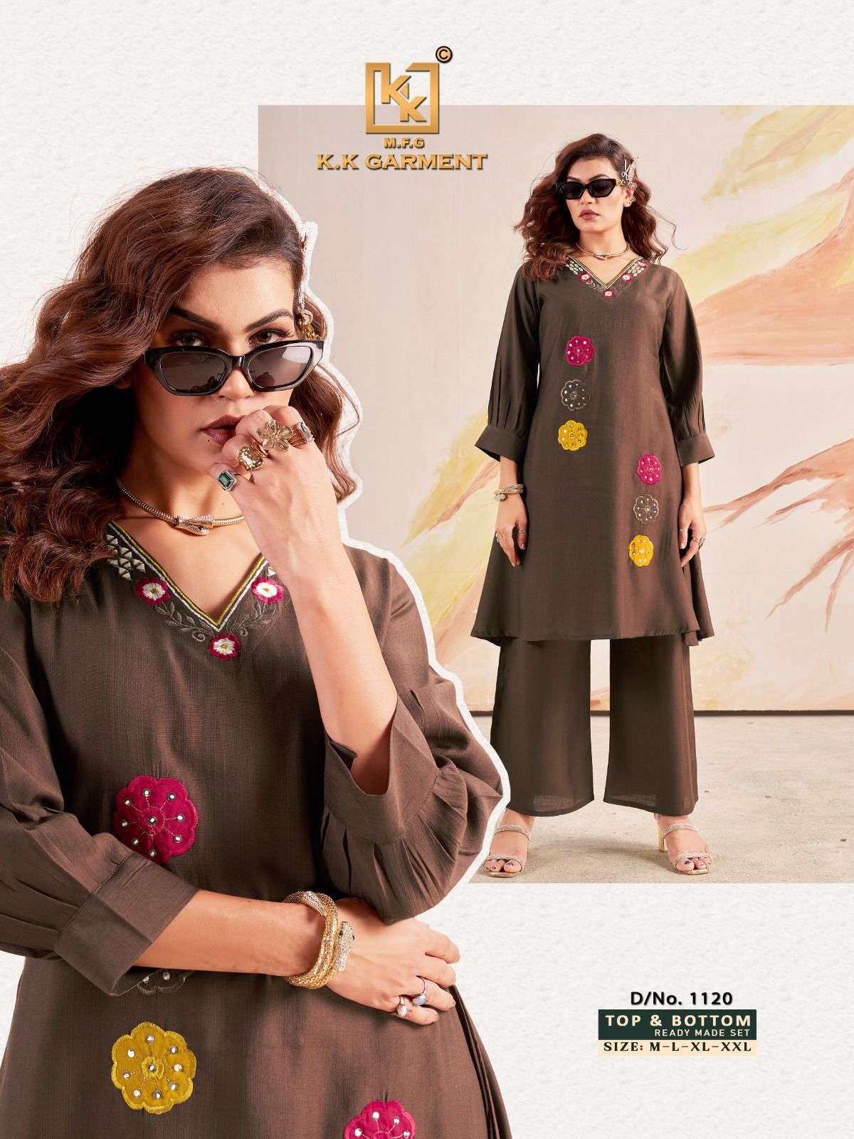 D.NO :- 1119 TO 1123 BY KK GROUP IN HEAVY RAYON CO-ORD SET NEW ARTICLE 