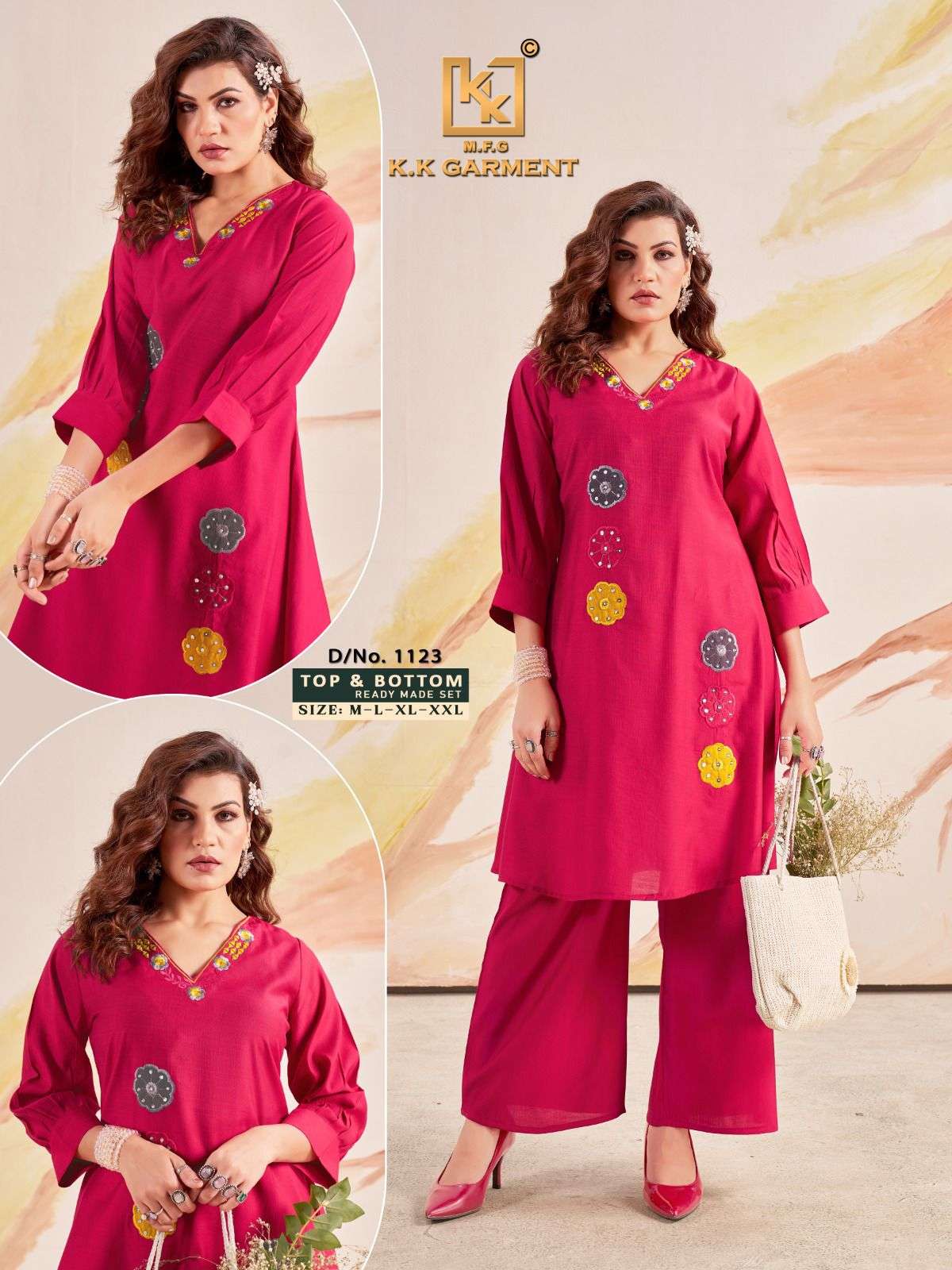 D.NO :- 1119 TO 1123 BY KK GROUP IN HEAVY RAYON CO-ORD SET NEW ARTICLE 