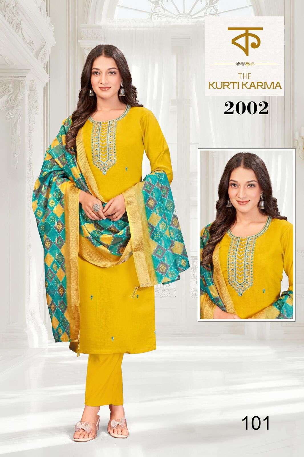 D.NO :- 2002 BY THE KURTI KARAM IN PREMIUM ROMAN SILK WITH EMBROIDERY WORK WITH INNER