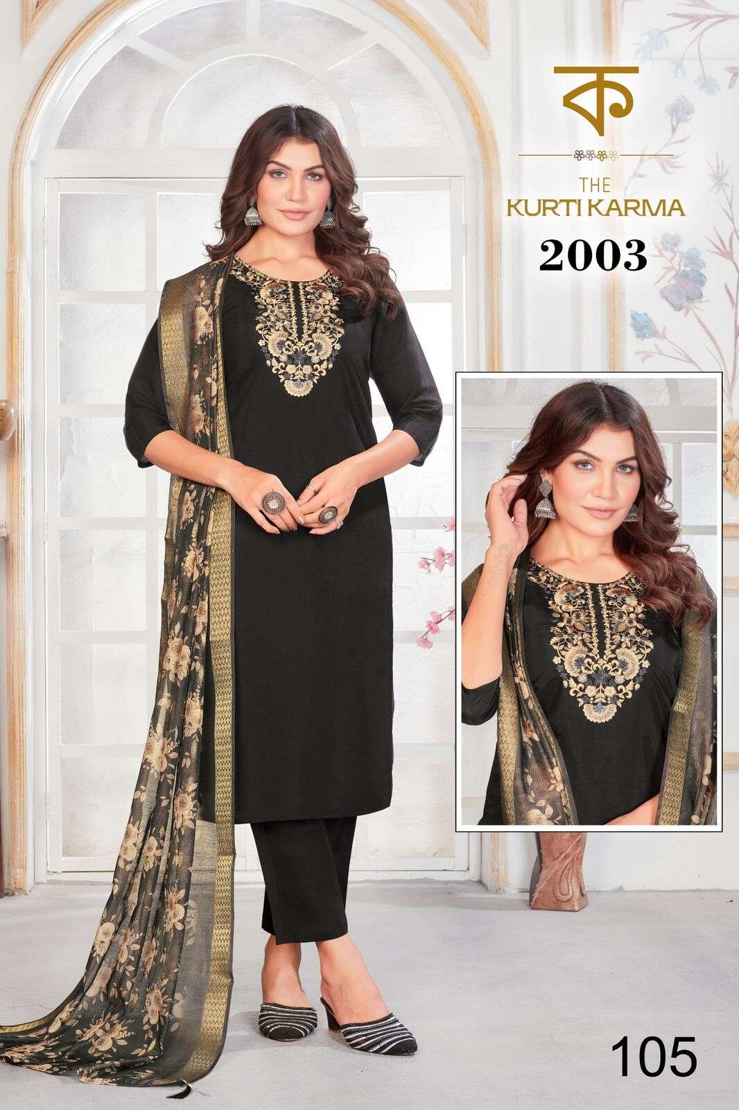 D.NO :- 2003 BY THE KURTI KARAM IN PREMIUM ROMAN SILK WITH EMBROIDERY WORK WITH INNER