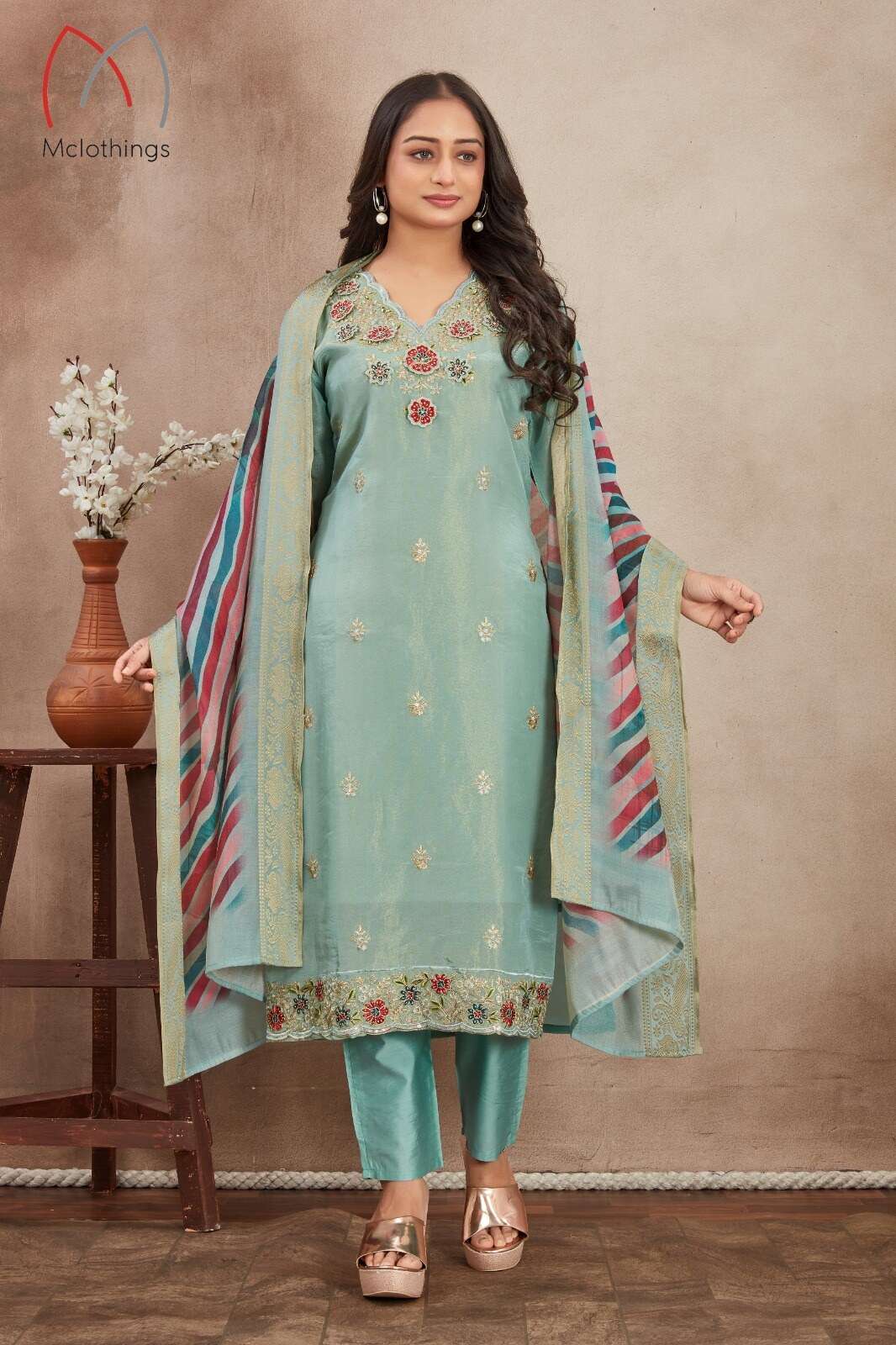 D.NO :- 2217 BY MCLOTHINGH IN VISCOSE SHIMMER 3D CUT WORK FLOWER WITH CODING WORK 